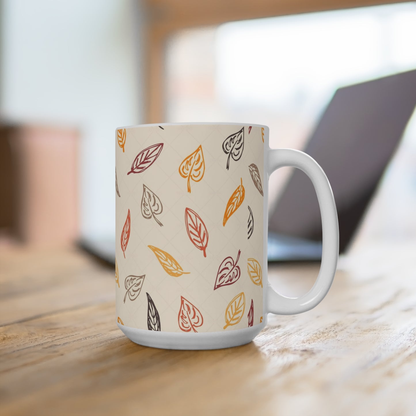 Autumn Leaves Mug, Cozy Coffee Cup, Fall Decor, Gift for Her, Seasonal Kitchenware, Thanksgiving Mug