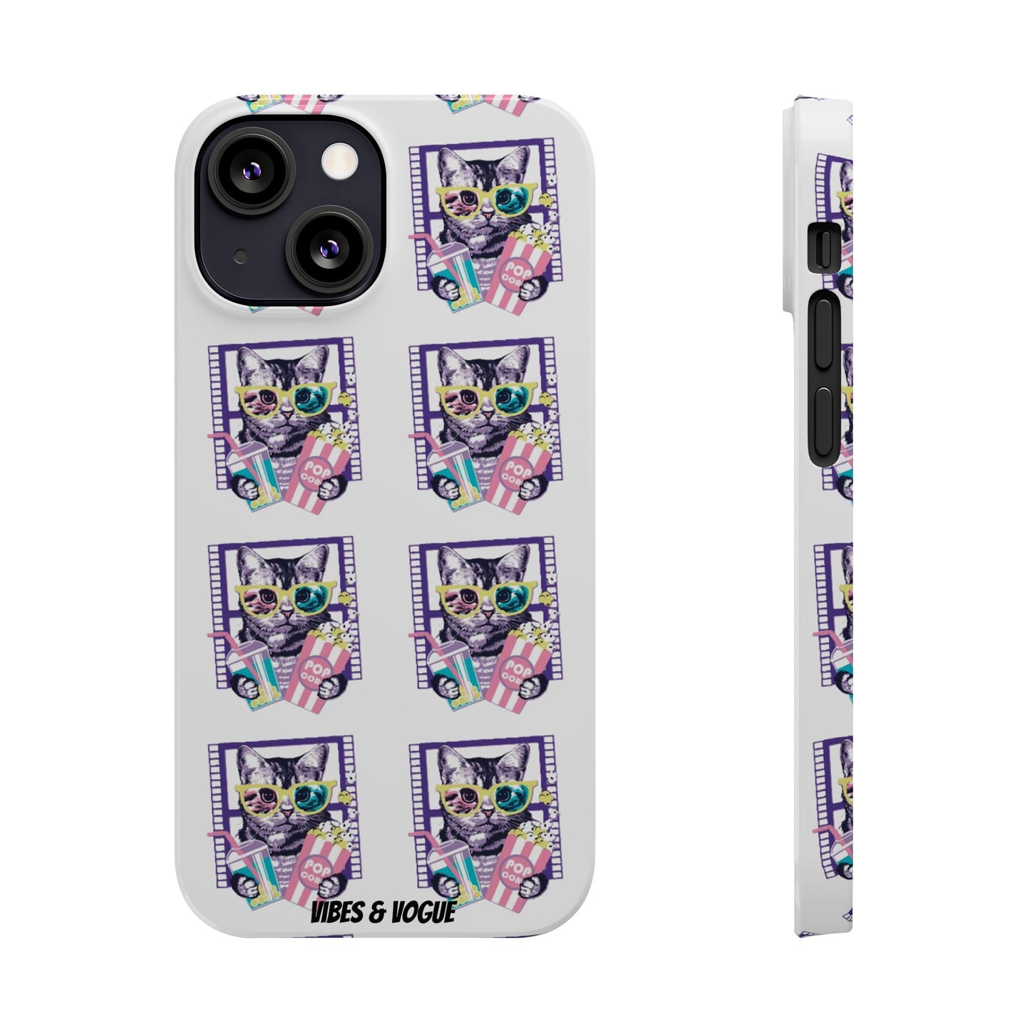 Cat Lover's Slim Phone Cases, Cute Cat Phone Covers, Pet-Themed Accessories, Gifts for Cat Lovers, Vibrant Patterned Cases