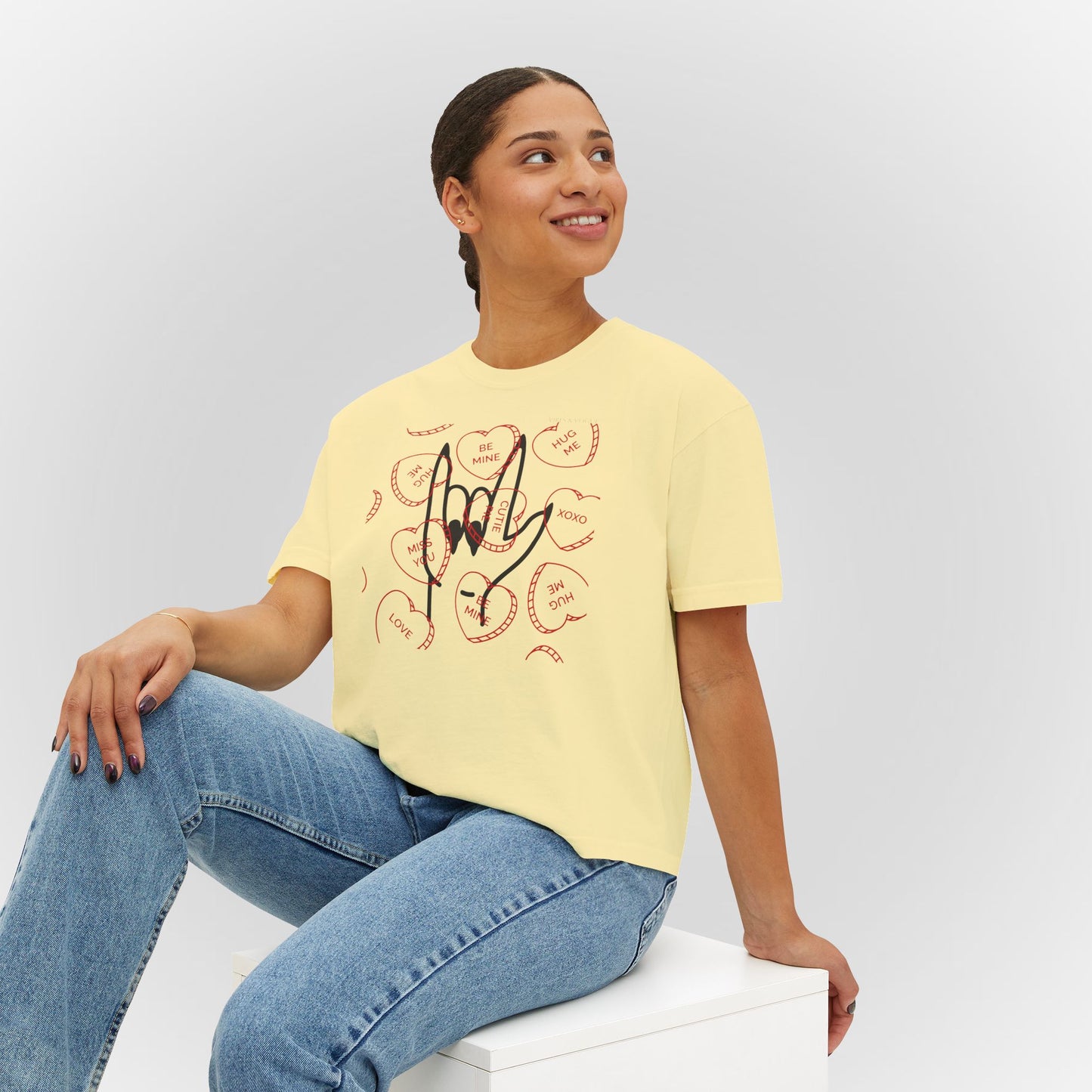 Women's Boxy Tee - Love You Graphic T-Shirt for Valentine's Day & Everyday Wear