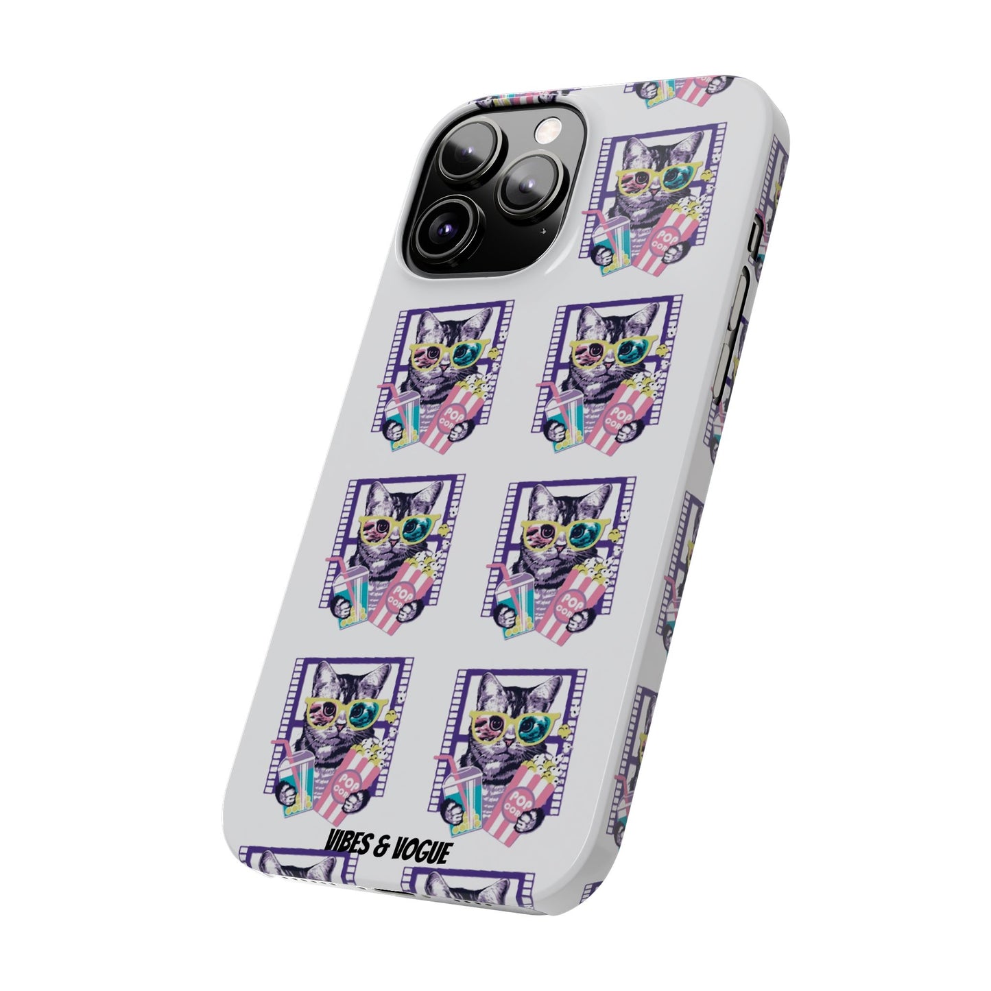 Cat Lover's Slim Phone Cases, Cute Cat Phone Covers, Pet-Themed Accessories, Gifts for Cat Lovers, Vibrant Patterned Cases