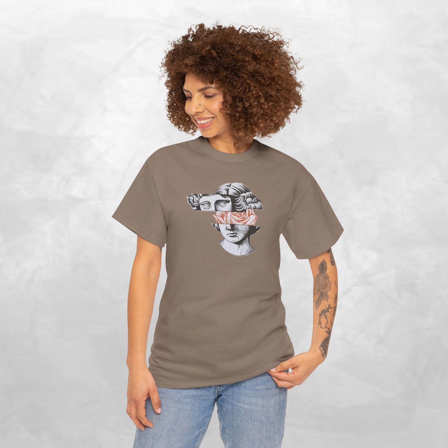 Artistic Unisex Heavy Cotton Tee – Abstract Face Design