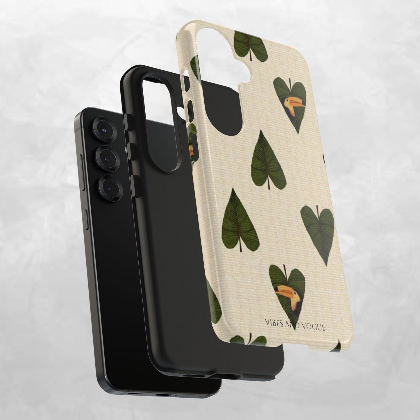 Tough Phone Case — Green Leaf Heart Pattern Tough Phone Case (Vibes and Vogue)