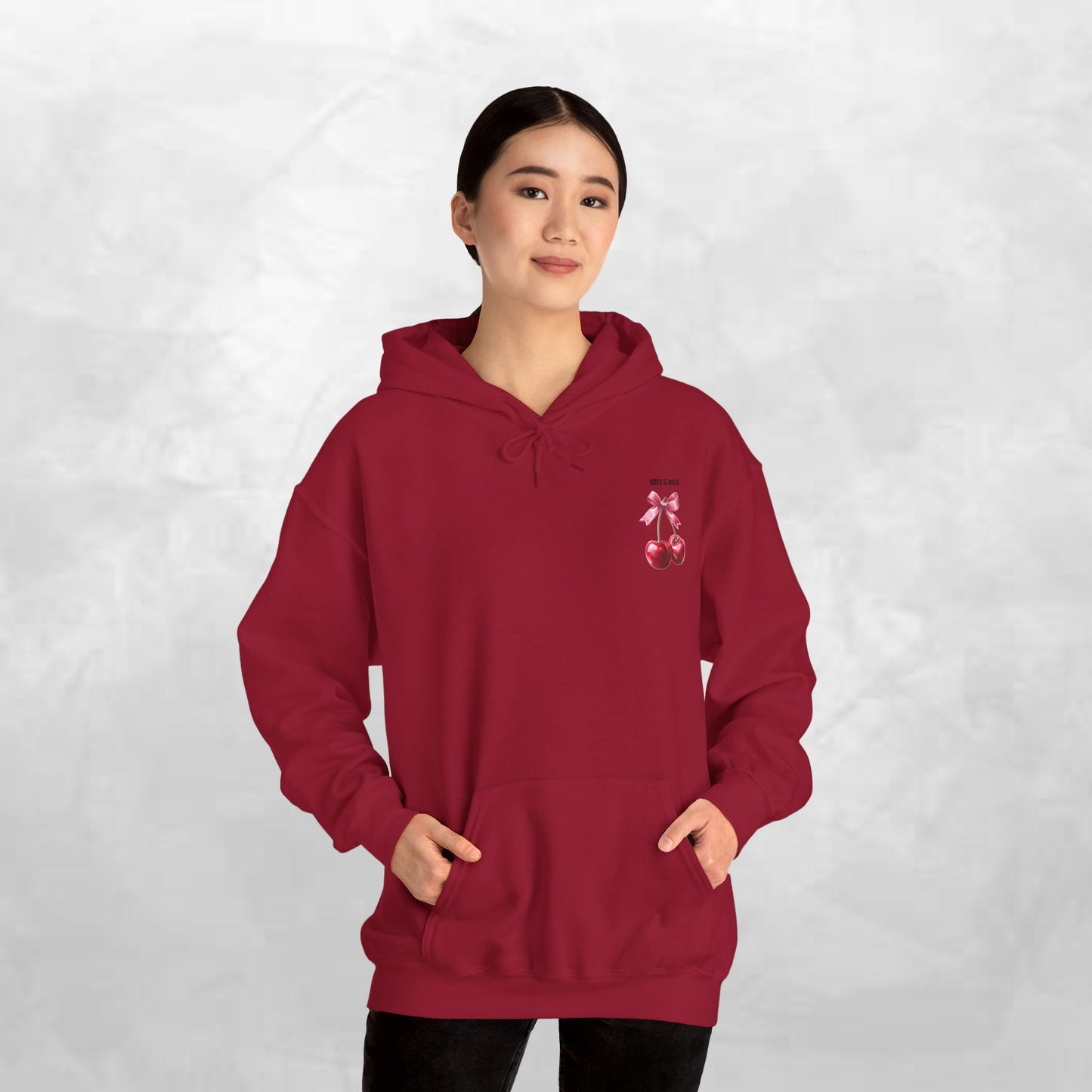 Cherry Bow Unisex Hoodie - Sweet, Cozy Style for Spring, Casual Wear, Gift for Birthdays, Summer Fun, Festival Fashion