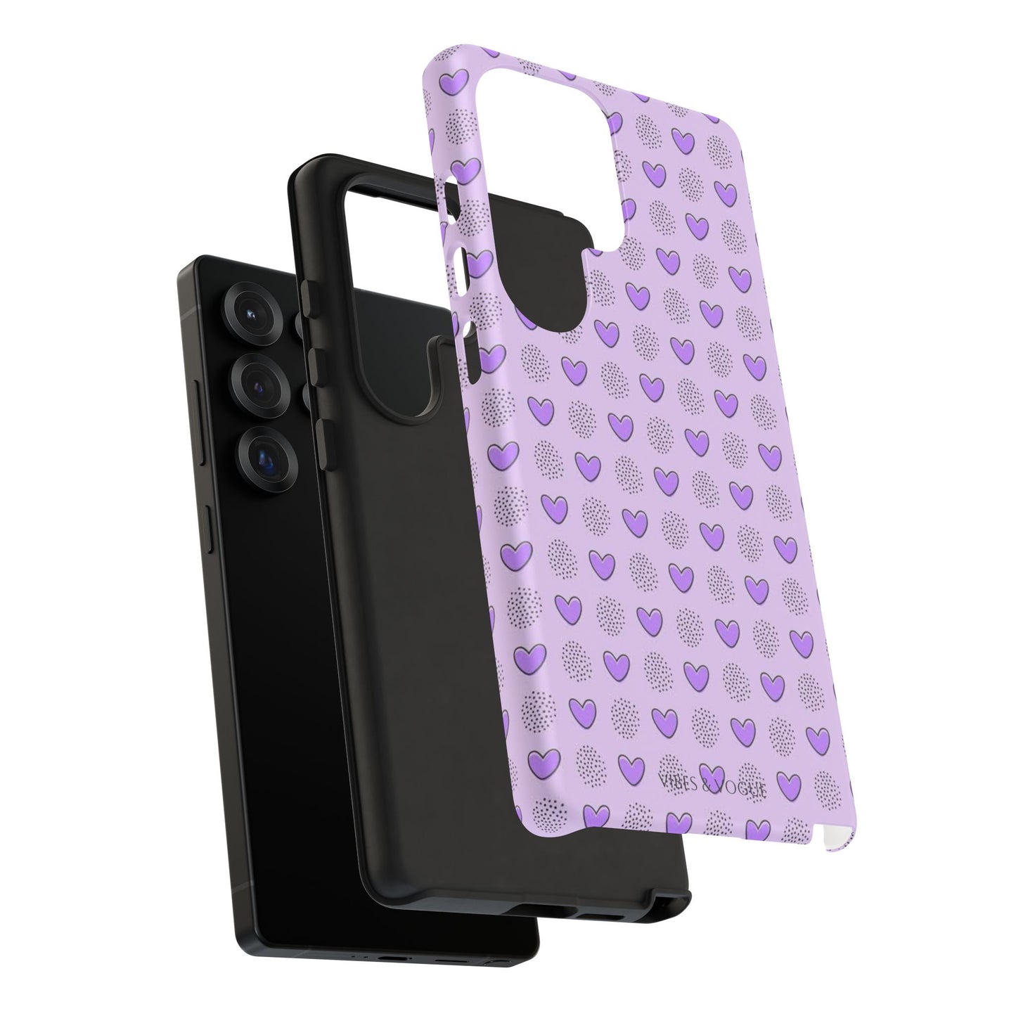 Purple Heart Pattern Phone Case - Tough Cases for a Stylish & Protective Vibe
