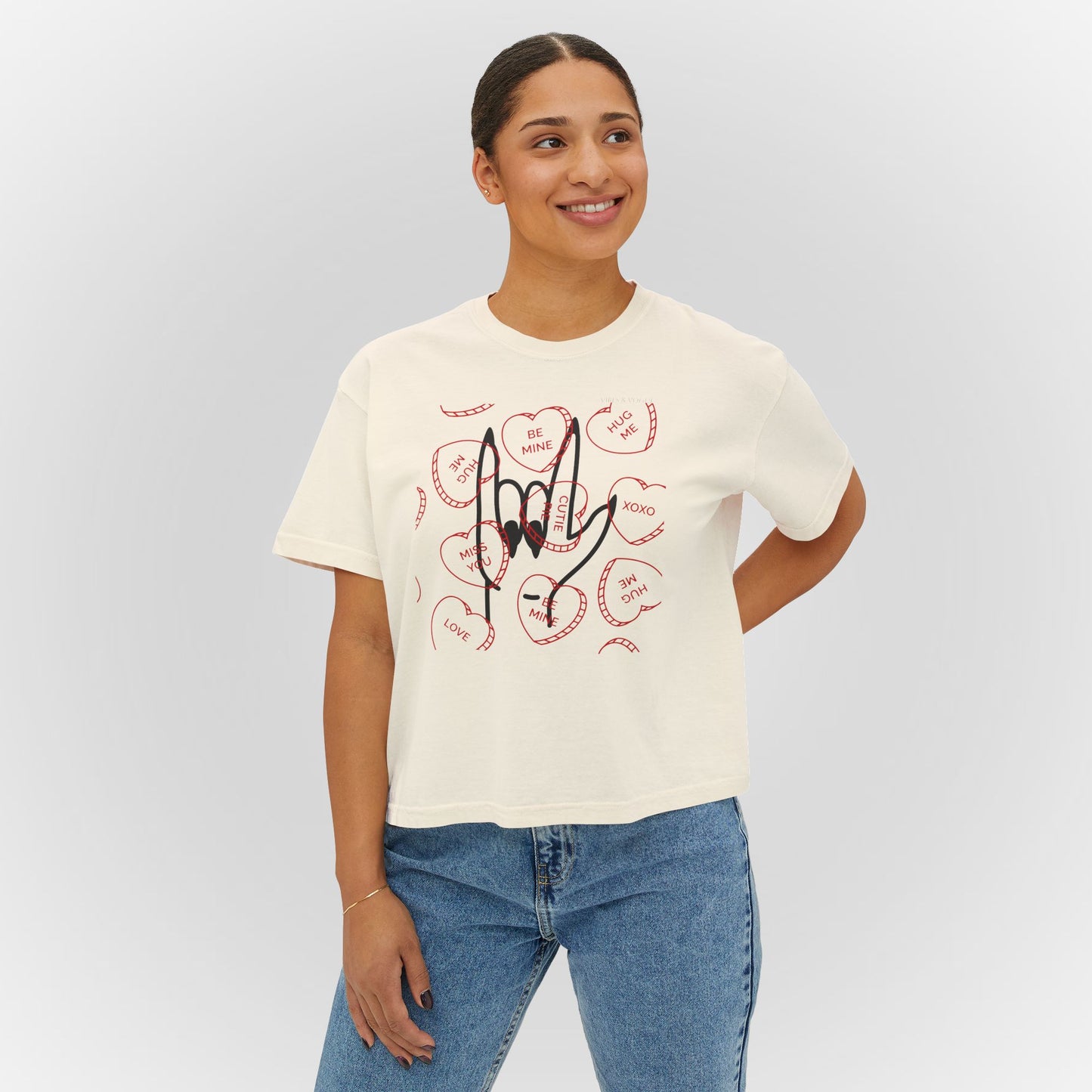 Women's Boxy Tee - Love You Graphic T-Shirt for Valentine's Day & Everyday Wear