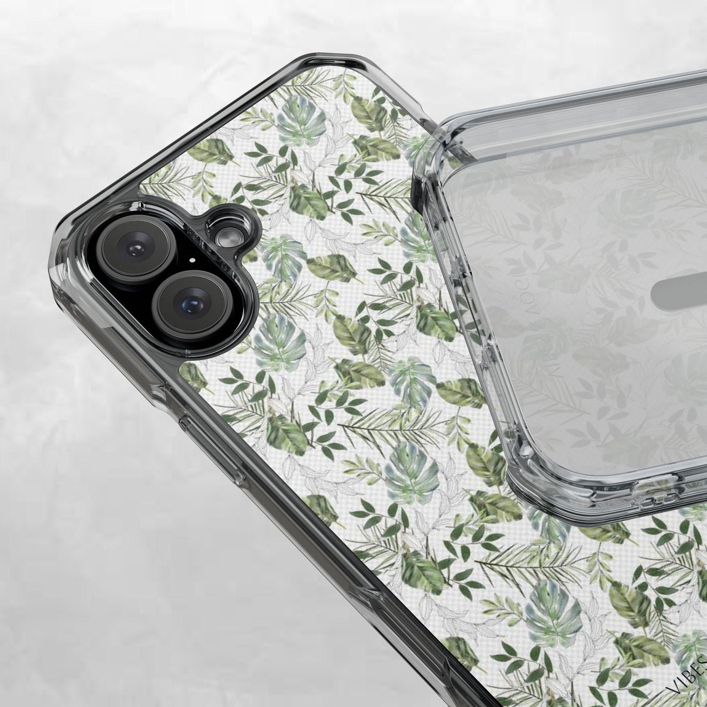 Floral Magnetic Clear Phone Case - Elegant Greenery Design