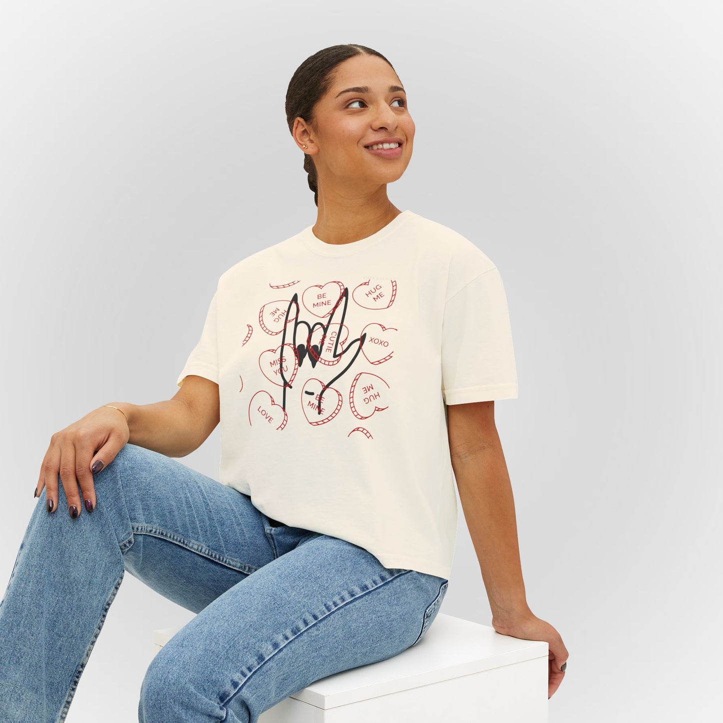 Women's Boxy Tee - Love You Graphic T-Shirt for Valentine's Day & Everyday Wear