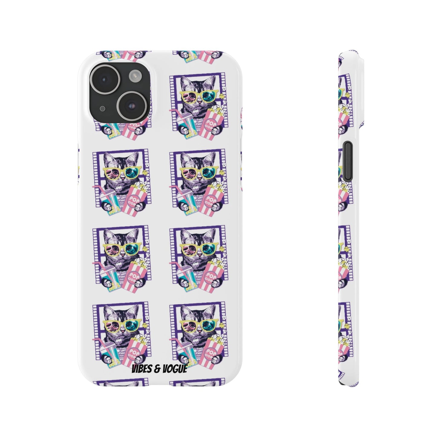 Cat Lover's Slim Phone Cases, Cute Cat Phone Covers, Pet-Themed Accessories, Gifts for Cat Lovers, Vibrant Patterned Cases