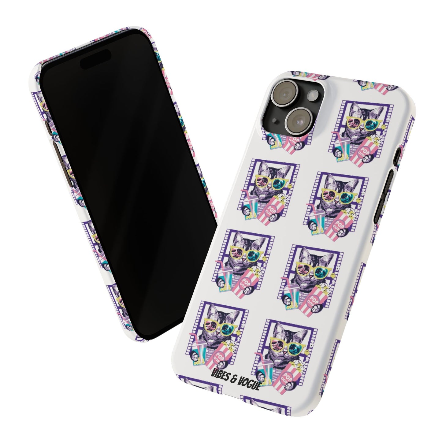 Cat Lover's Slim Phone Cases, Cute Cat Phone Covers, Pet-Themed Accessories, Gifts for Cat Lovers, Vibrant Patterned Cases