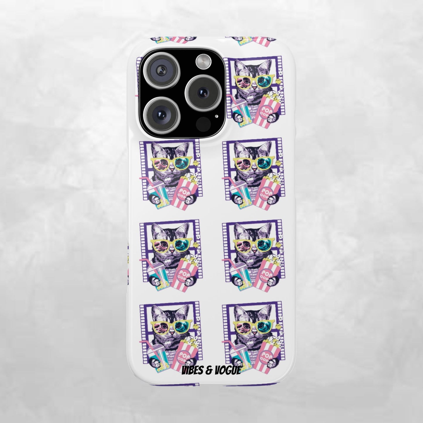 Cat Lover's Slim Phone Cases, Cute Cat Phone Covers, Pet-Themed Accessories, Gifts for Cat Lovers, Vibrant Patterned Cases