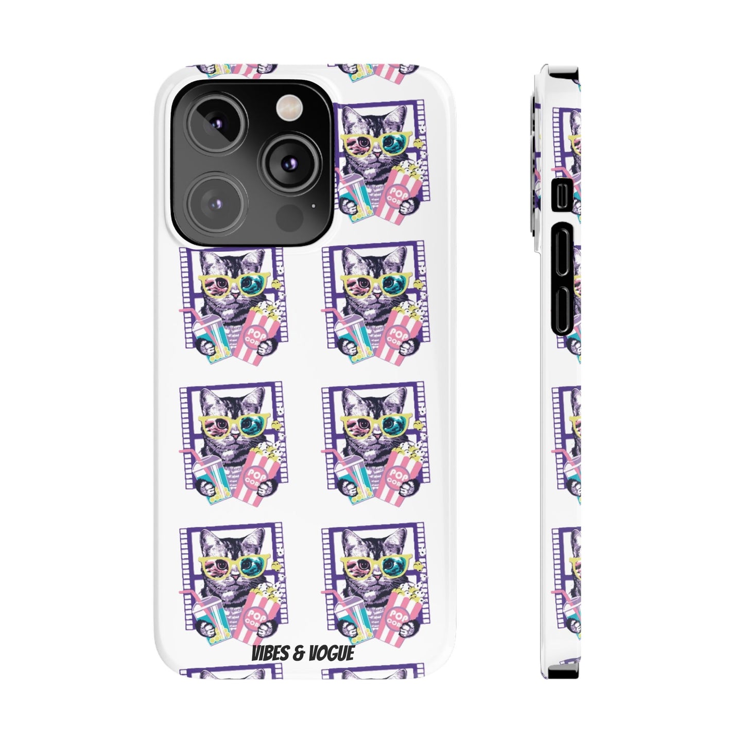 Cat Lover's Slim Phone Cases, Cute Cat Phone Covers, Pet-Themed Accessories, Gifts for Cat Lovers, Vibrant Patterned Cases