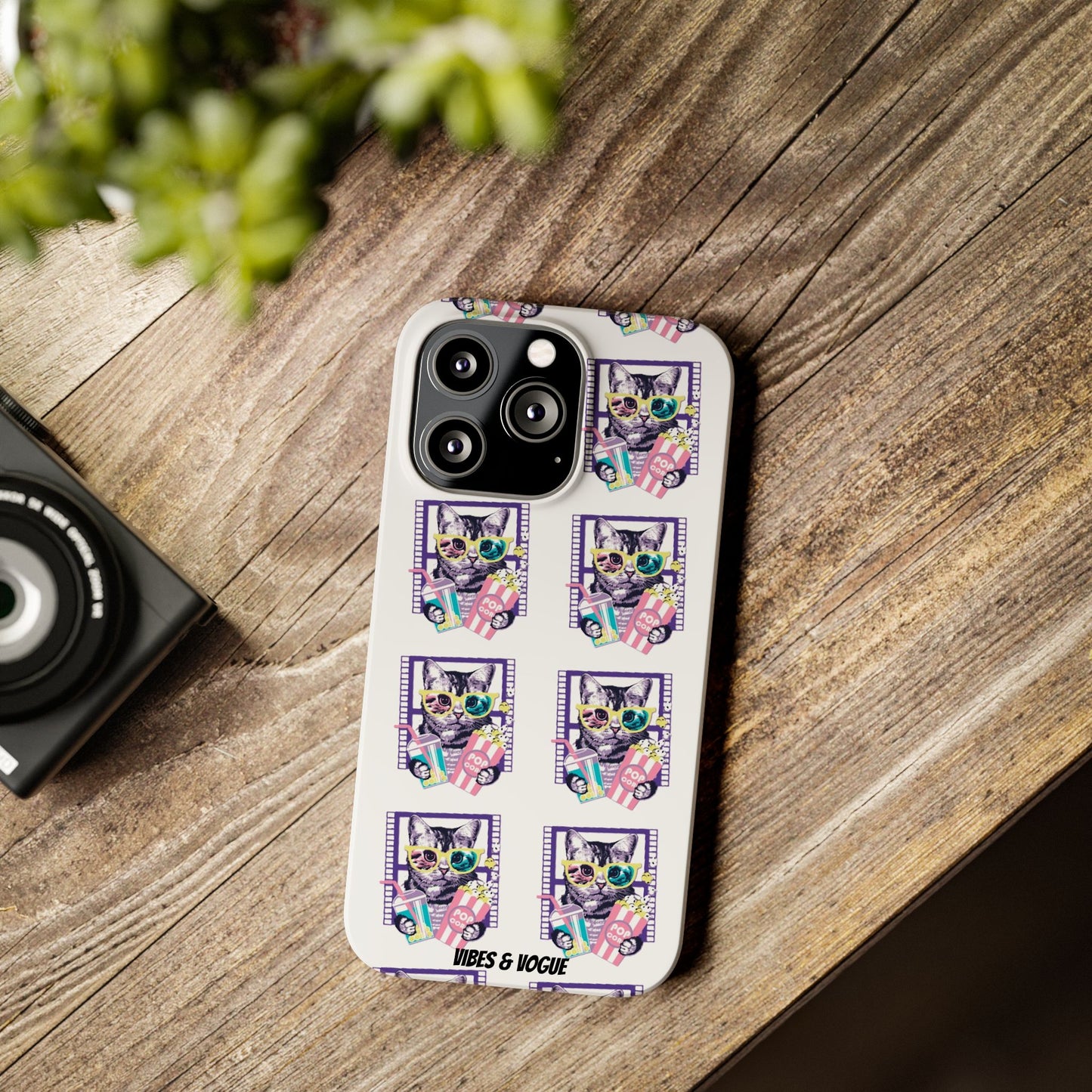 Cat Lover's Slim Phone Cases, Cute Cat Phone Covers, Pet-Themed Accessories, Gifts for Cat Lovers, Vibrant Patterned Cases