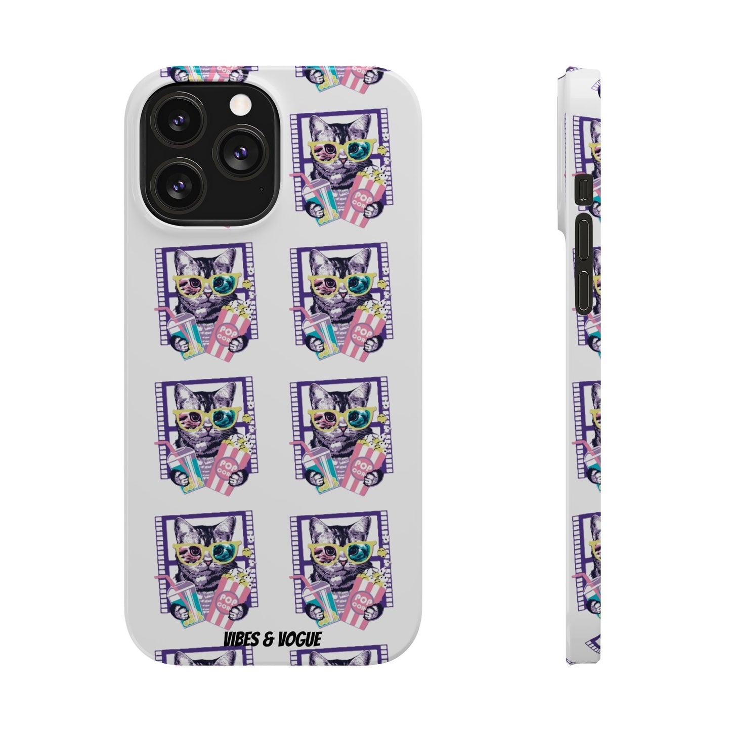 Cat Lover's Slim Phone Cases, Cute Cat Phone Covers, Pet-Themed Accessories, Gifts for Cat Lovers, Vibrant Patterned Cases