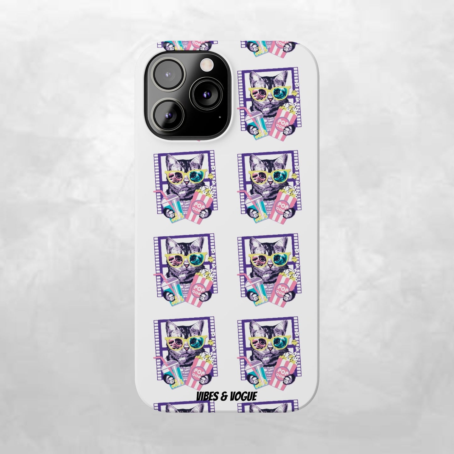 Cat Lover's Slim Phone Cases, Cute Cat Phone Covers, Pet-Themed Accessories, Gifts for Cat Lovers, Vibrant Patterned Cases