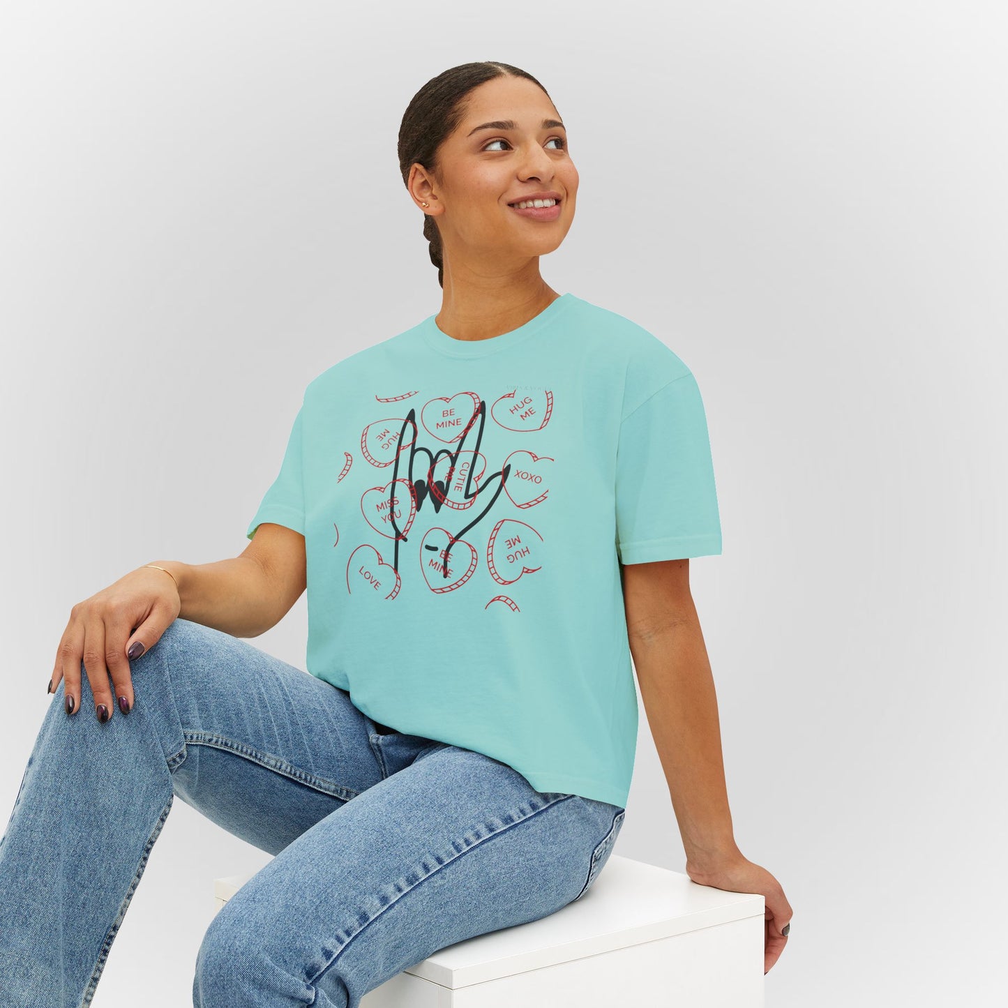 Women's Boxy Tee - Love You Graphic T-Shirt for Valentine's Day & Everyday Wear