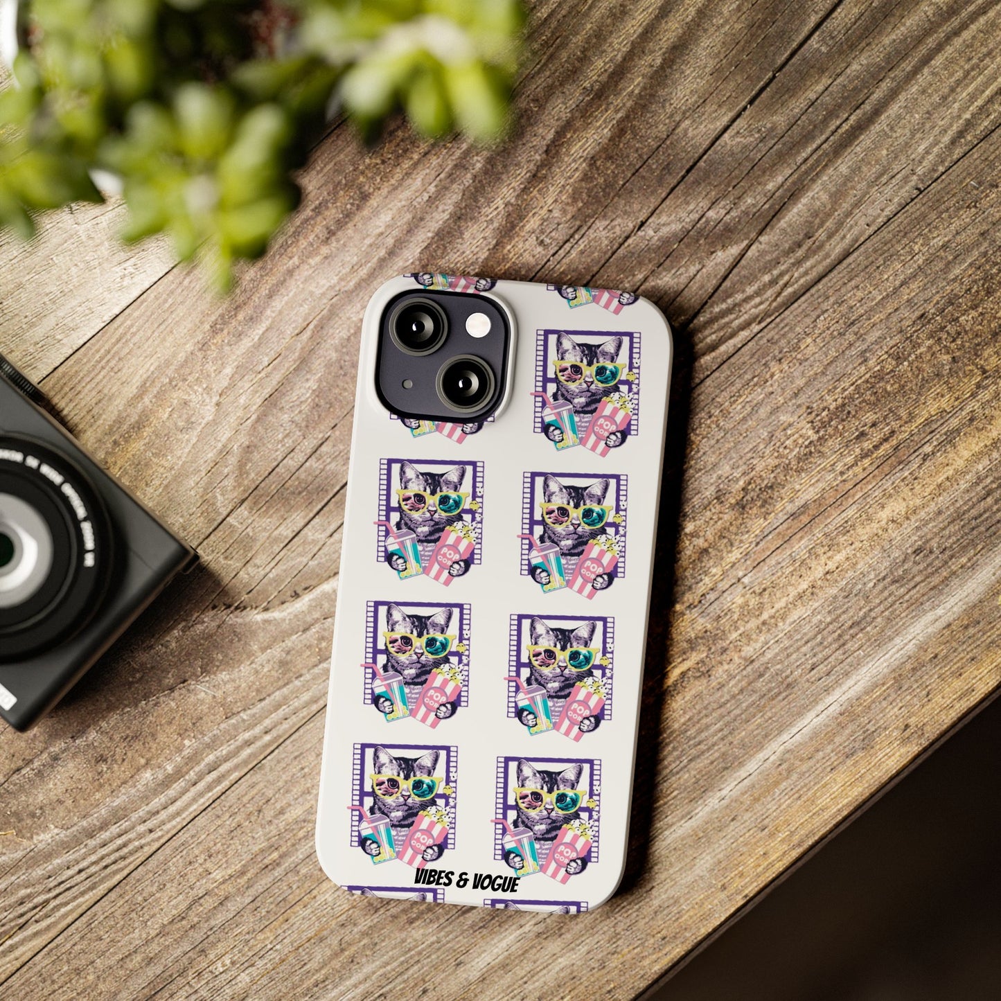 Cat Lover's Slim Phone Cases, Cute Cat Phone Covers, Pet-Themed Accessories, Gifts for Cat Lovers, Vibrant Patterned Cases