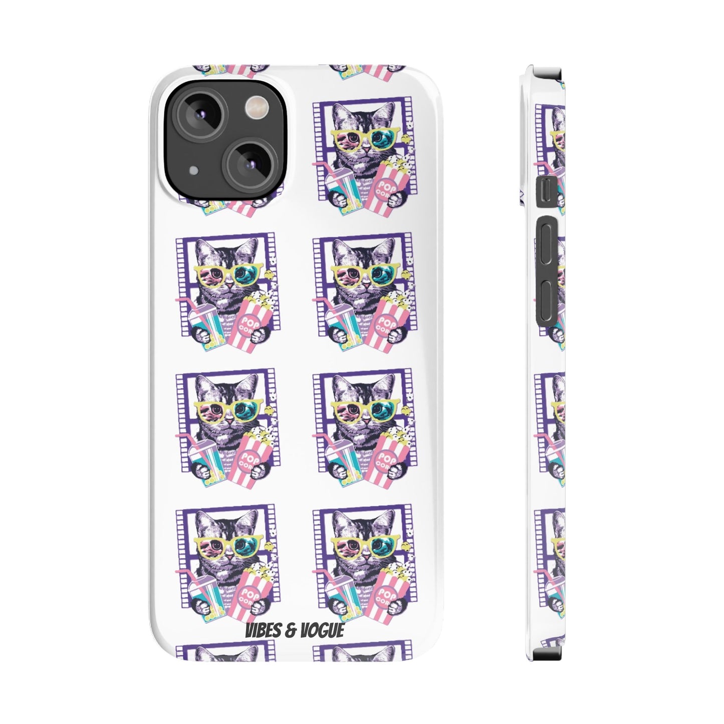 Cat Lover's Slim Phone Cases, Cute Cat Phone Covers, Pet-Themed Accessories, Gifts for Cat Lovers, Vibrant Patterned Cases
