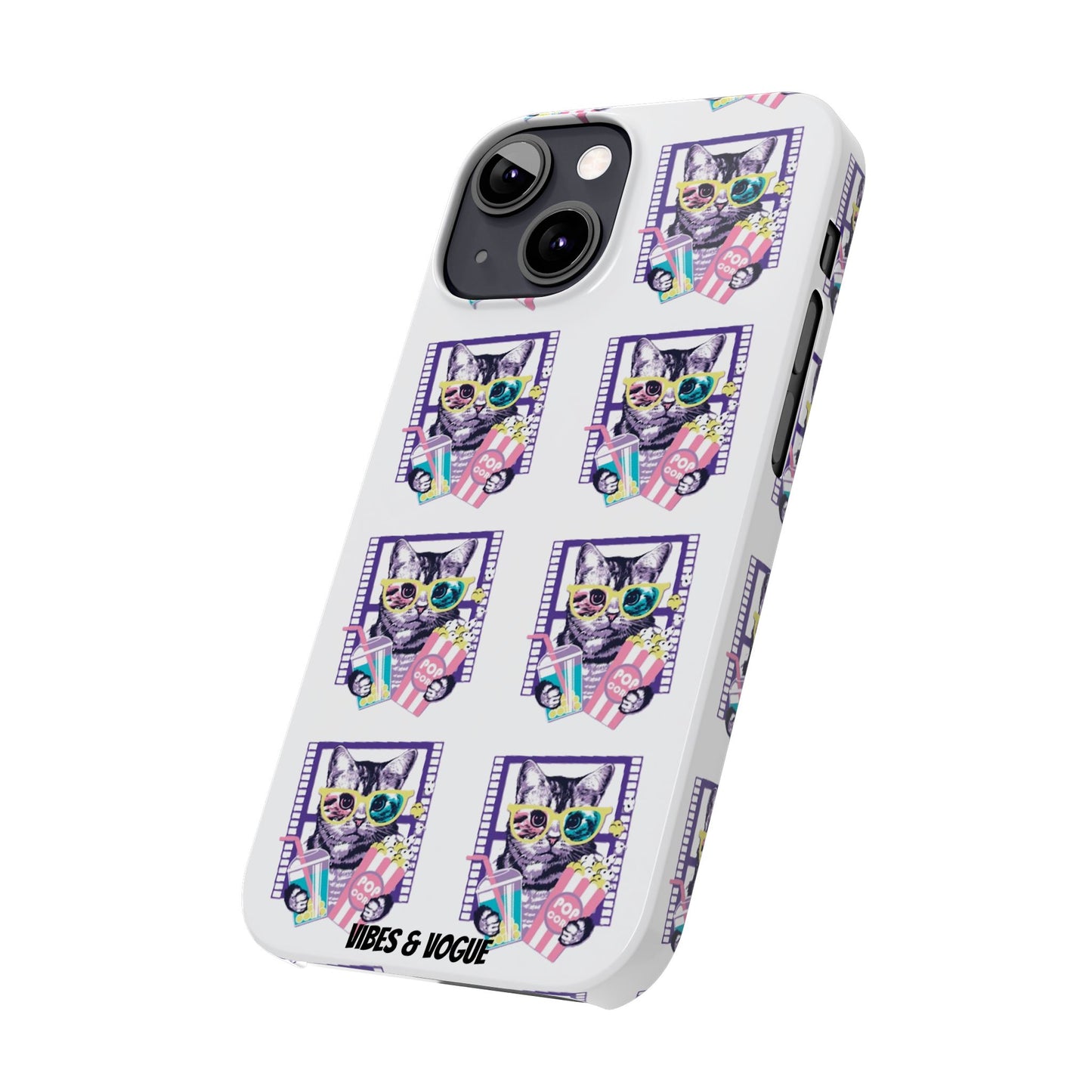 Cat Lover's Slim Phone Cases, Cute Cat Phone Covers, Pet-Themed Accessories, Gifts for Cat Lovers, Vibrant Patterned Cases