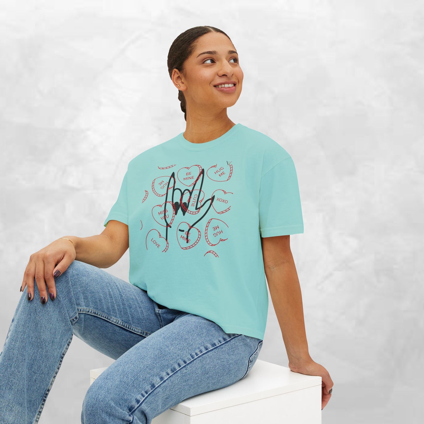 Women's Boxy Tee - Love You Graphic T-Shirt for Valentine's Day & Everyday Wear