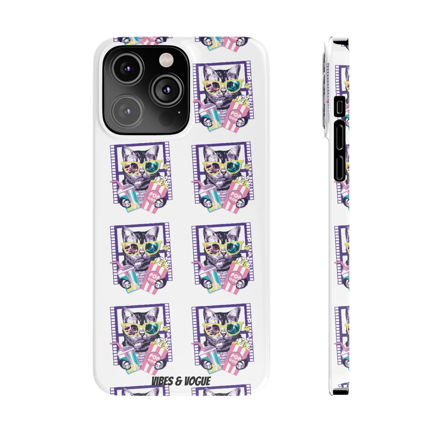 Cat Lover's Slim Phone Cases, Cute Cat Phone Covers, Pet-Themed Accessories, Gifts for Cat Lovers, Vibrant Patterned Cases