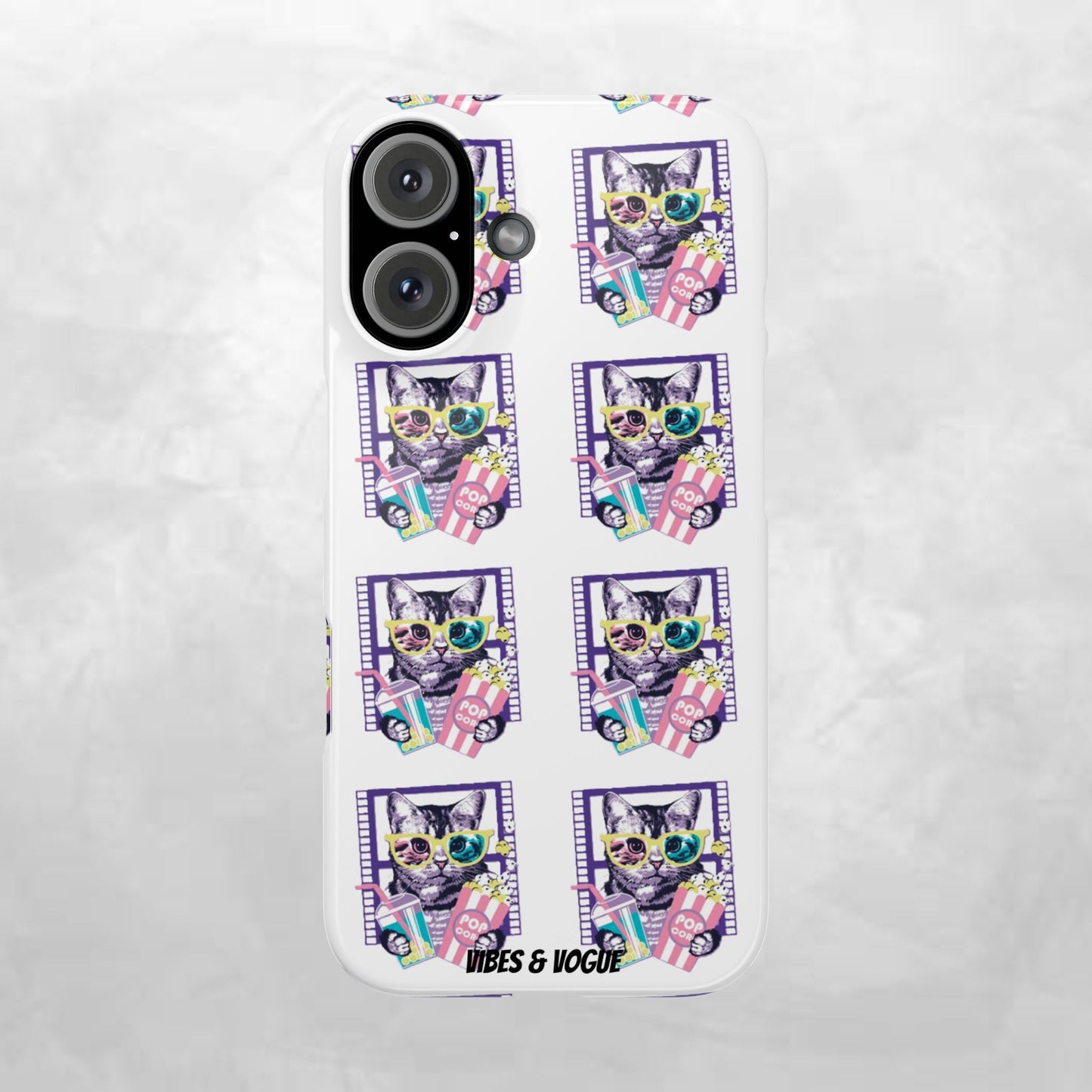 Cat Lover's Slim Phone Cases, Cute Cat Phone Covers, Pet-Themed Accessories, Gifts for Cat Lovers, Vibrant Patterned Cases