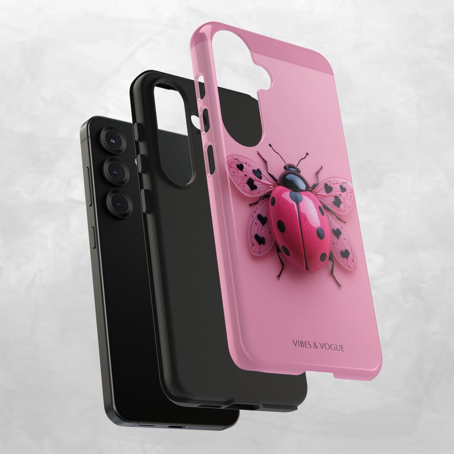Pink Ladybug Tough Phone Case, Cute Phone Cover, Bug Lover Gift, Durable Smartphone Shell, Protective Tech Accessory