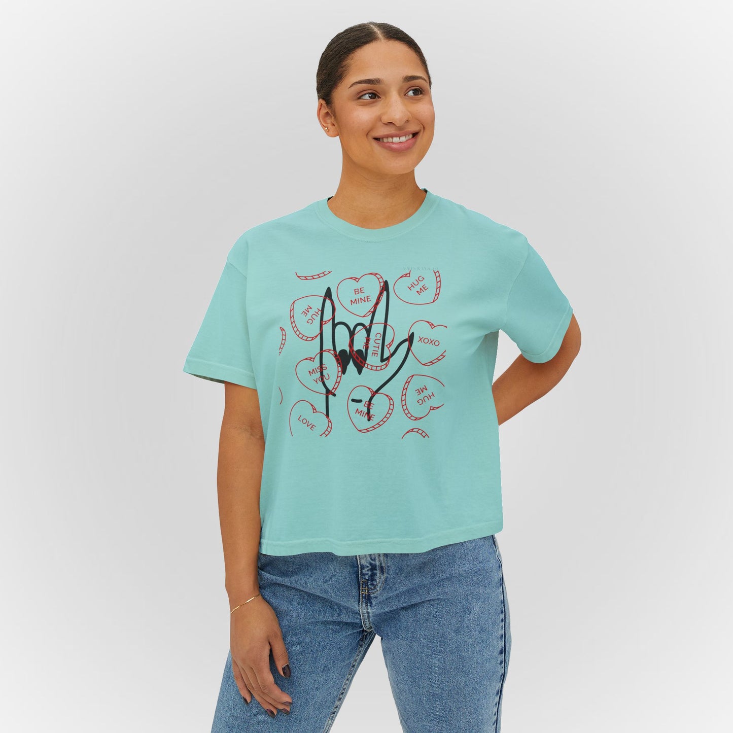 Women's Boxy Tee - Love You Graphic T-Shirt for Valentine's Day & Everyday Wear