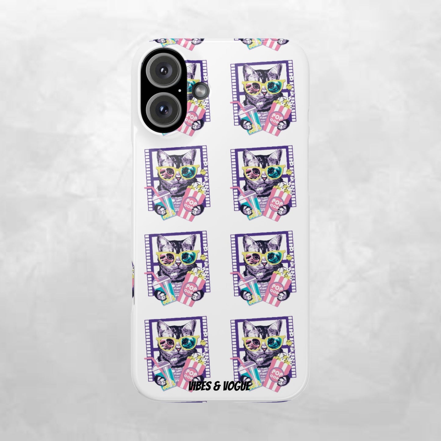 Cat Lover's Slim Phone Cases, Cute Cat Phone Covers, Pet-Themed Accessories, Gifts for Cat Lovers, Vibrant Patterned Cases