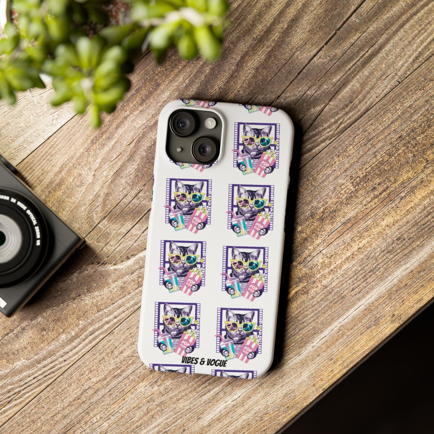 Cat Lover's Slim Phone Cases, Cute Cat Phone Covers, Pet-Themed Accessories, Gifts for Cat Lovers, Vibrant Patterned Cases