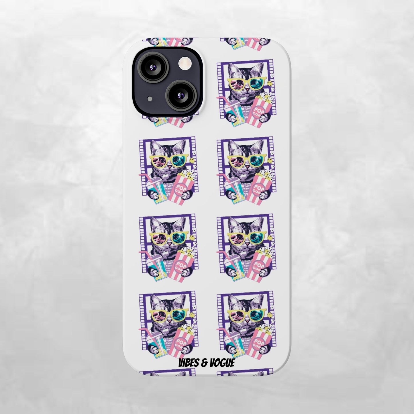 Cat Lover's Slim Phone Cases, Cute Cat Phone Covers, Pet-Themed Accessories, Gifts for Cat Lovers, Vibrant Patterned Cases