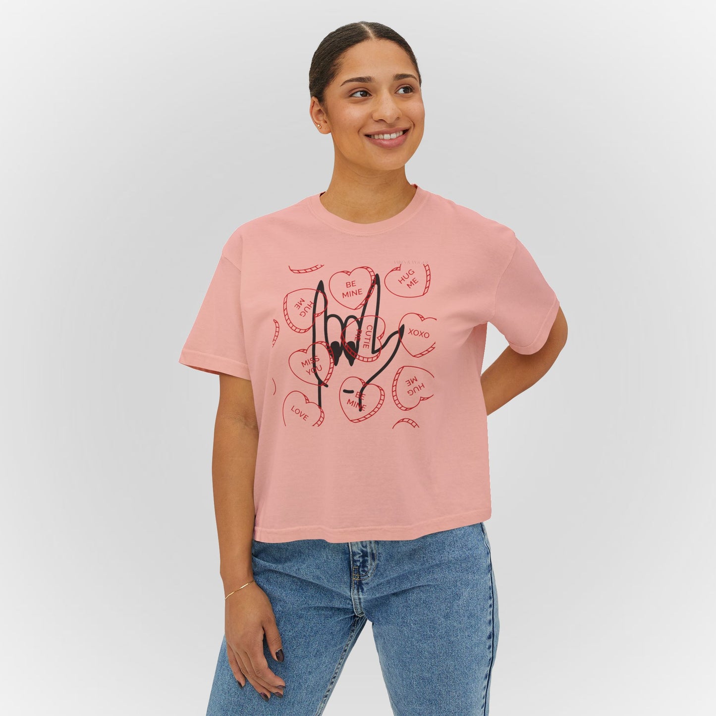 Women's Boxy Tee - Love You Graphic T-Shirt for Valentine's Day & Everyday Wear
