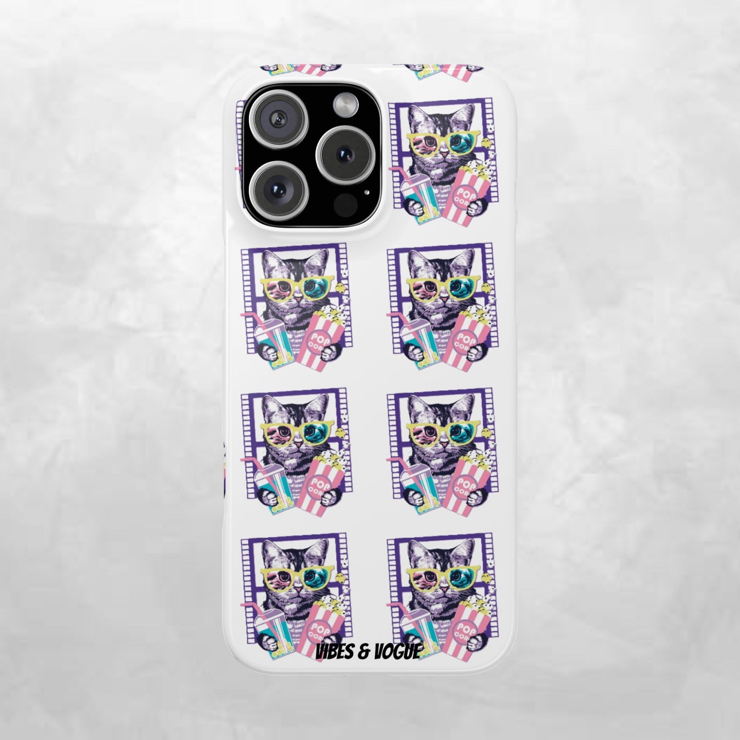 Cat Lover's Slim Phone Cases, Cute Cat Phone Covers, Pet-Themed Accessories, Gifts for Cat Lovers, Vibrant Patterned Cases