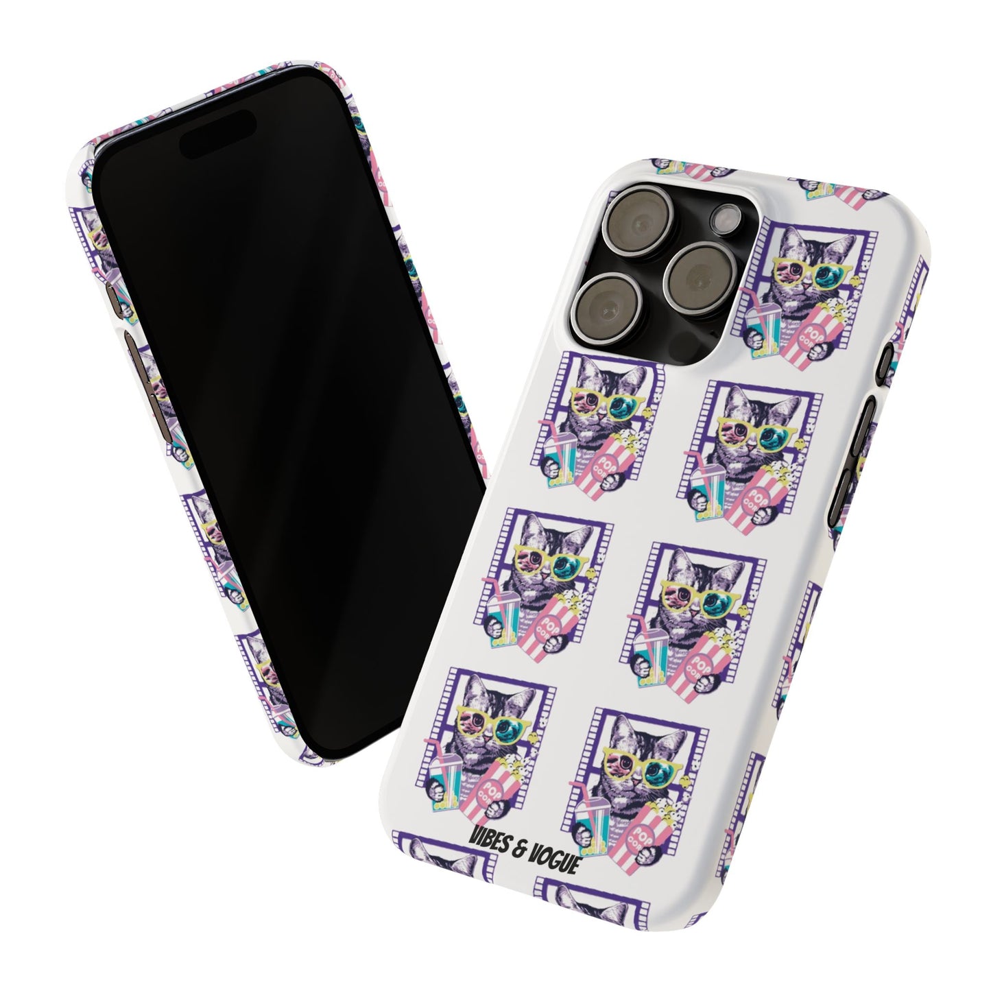 Cat Lover's Slim Phone Cases, Cute Cat Phone Covers, Pet-Themed Accessories, Gifts for Cat Lovers, Vibrant Patterned Cases