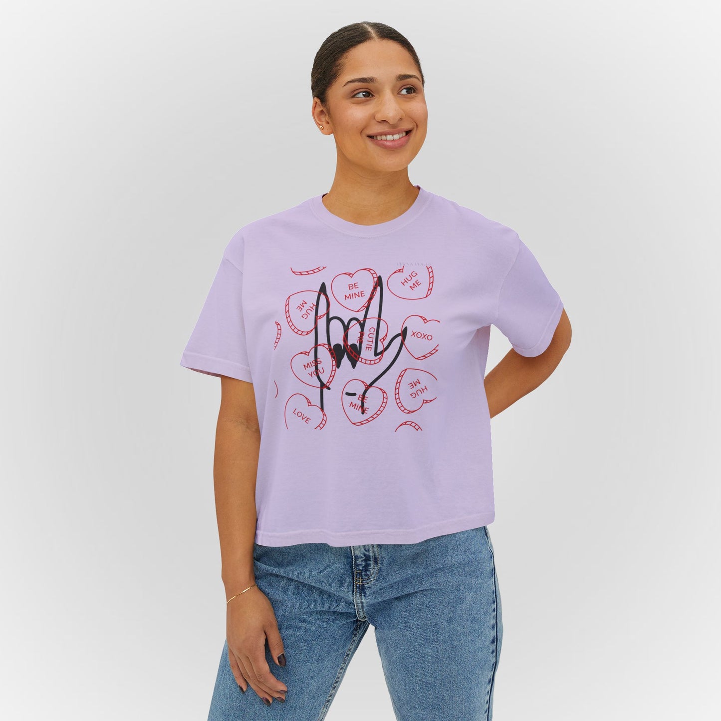 Women's Boxy Tee - Love You Graphic T-Shirt for Valentine's Day & Everyday Wear