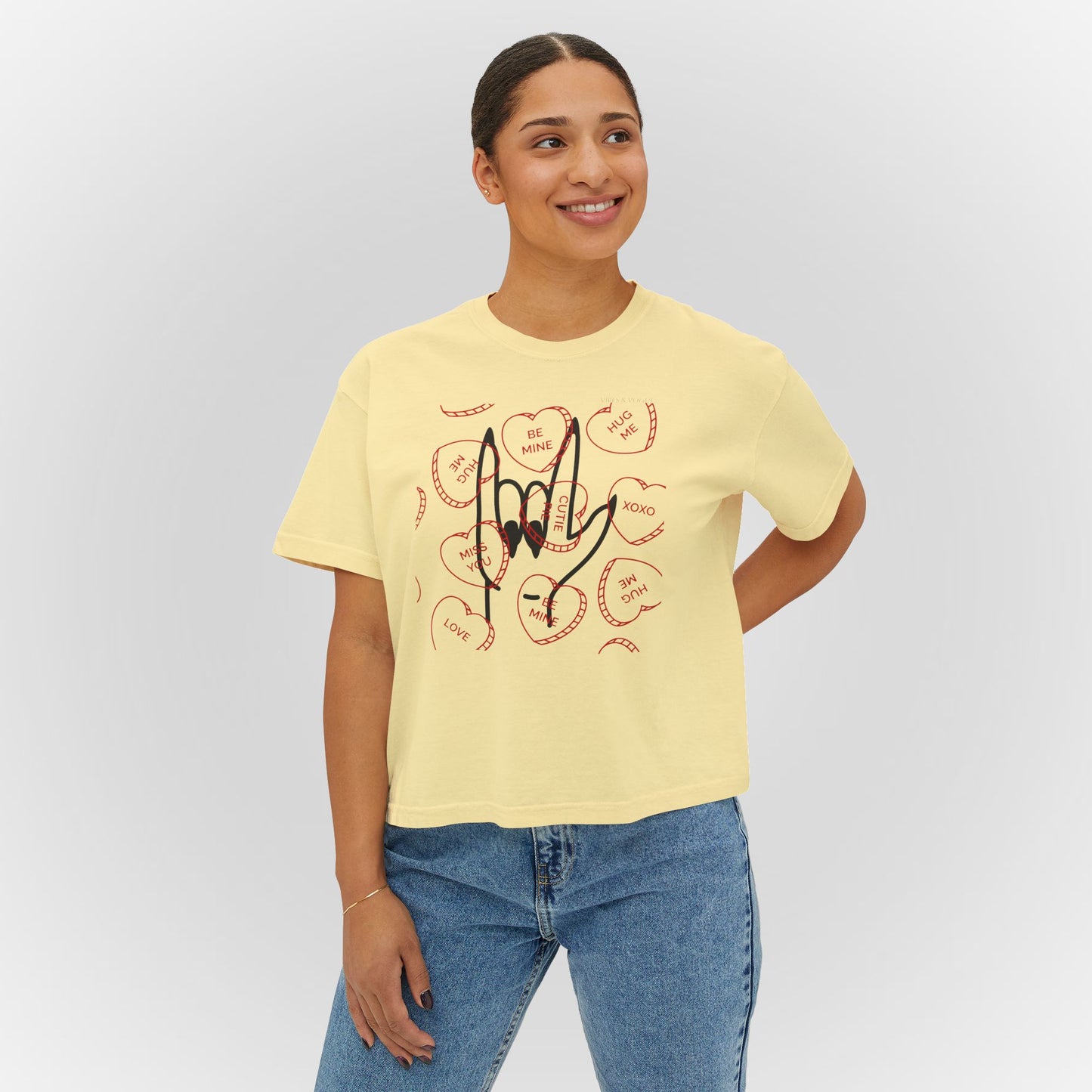 Women's Boxy Tee - Love You Graphic T-Shirt for Valentine's Day & Everyday Wear