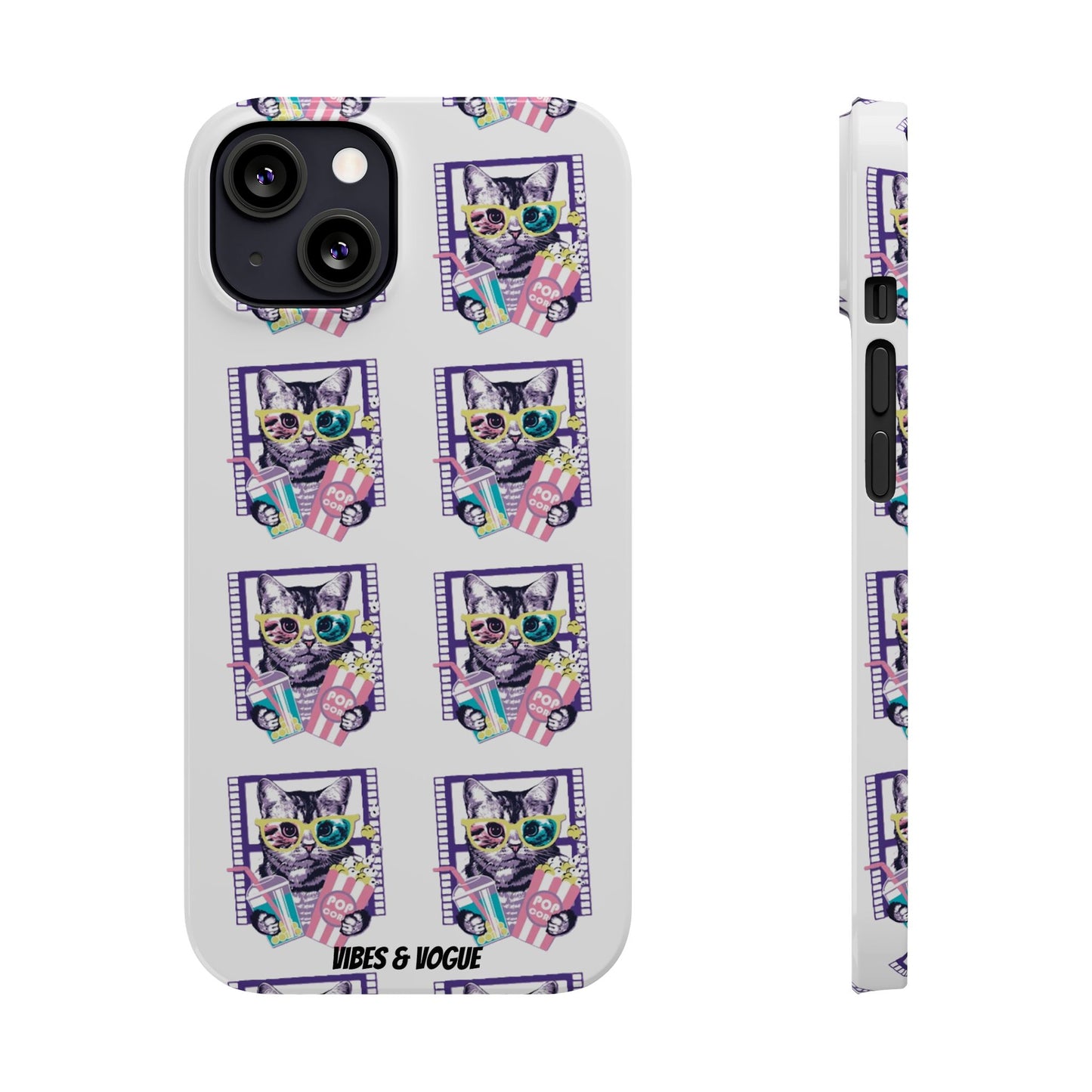 Cat Lover's Slim Phone Cases, Cute Cat Phone Covers, Pet-Themed Accessories, Gifts for Cat Lovers, Vibrant Patterned Cases