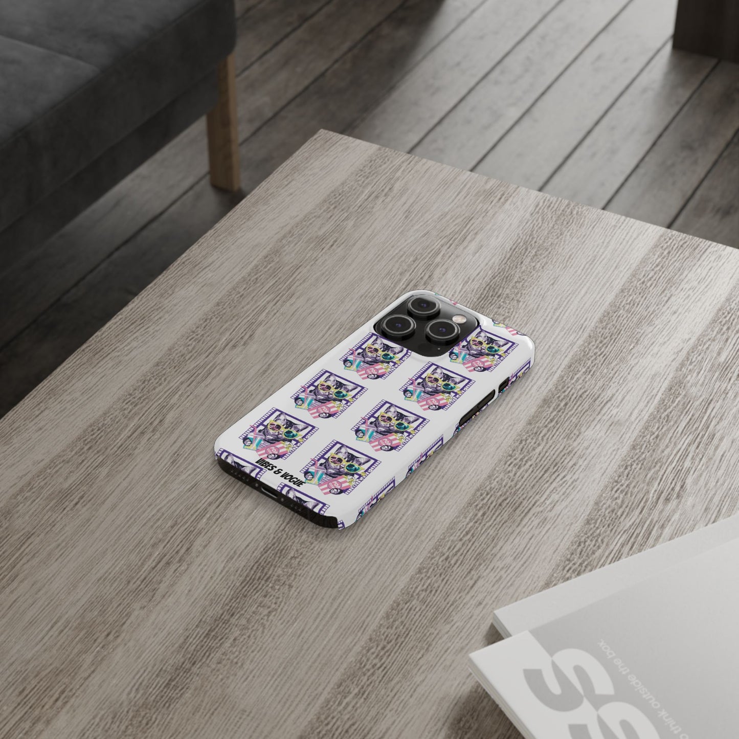 Cat Lover's Slim Phone Cases, Cute Cat Phone Covers, Pet-Themed Accessories, Gifts for Cat Lovers, Vibrant Patterned Cases