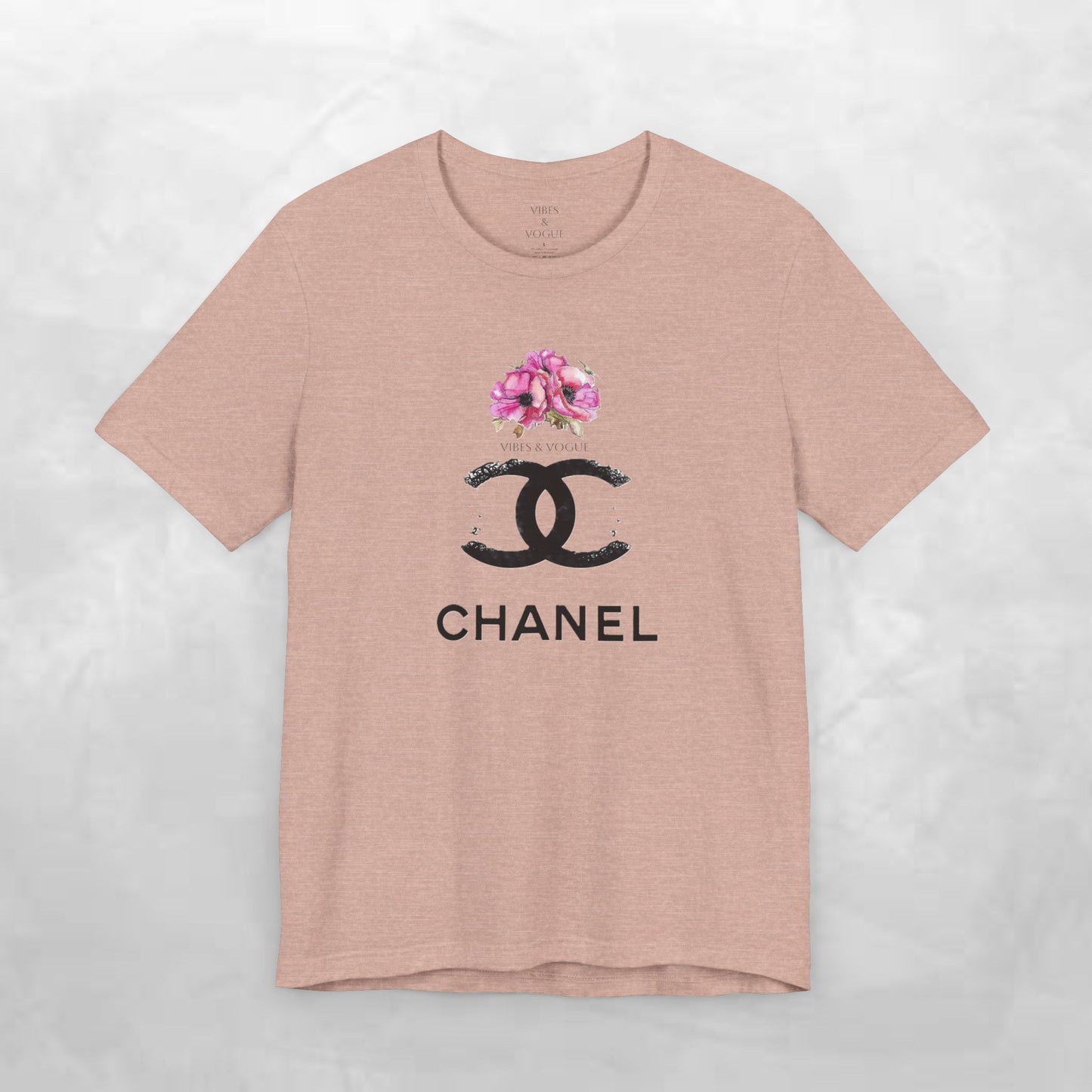 Chic Floral Logo Tee | Stylish Unisex Jersey Short Sleeve T-Shirt, Fashion Tee, Luxury Aesthetic, Gift for Her, Casual Wear, Trendy Apparel