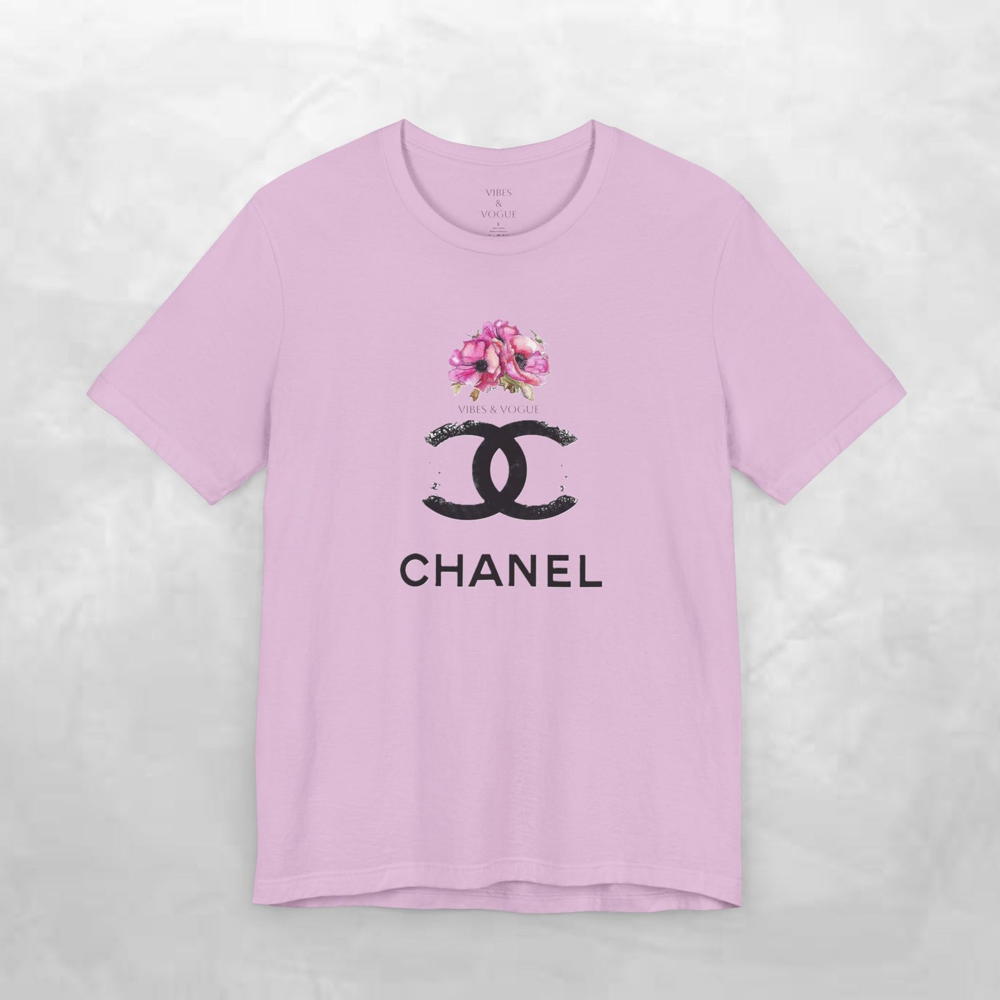 Chic Floral Logo Tee | Stylish Unisex Jersey Short Sleeve T-Shirt, Fashion Tee, Luxury Aesthetic, Gift for Her, Casual Wear, Trendy Apparel