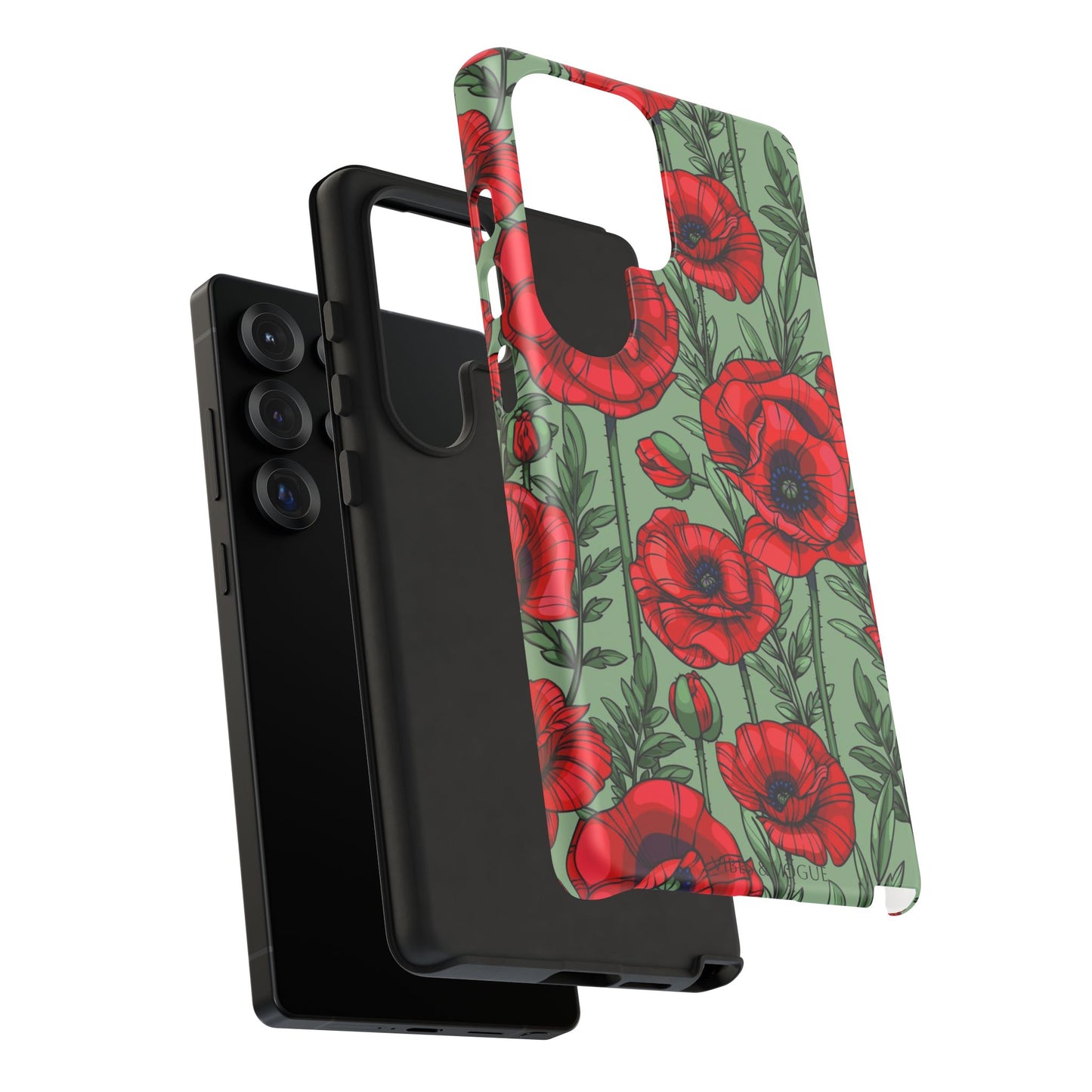 Floral Tough Case - Red Poppy Design for iPhone