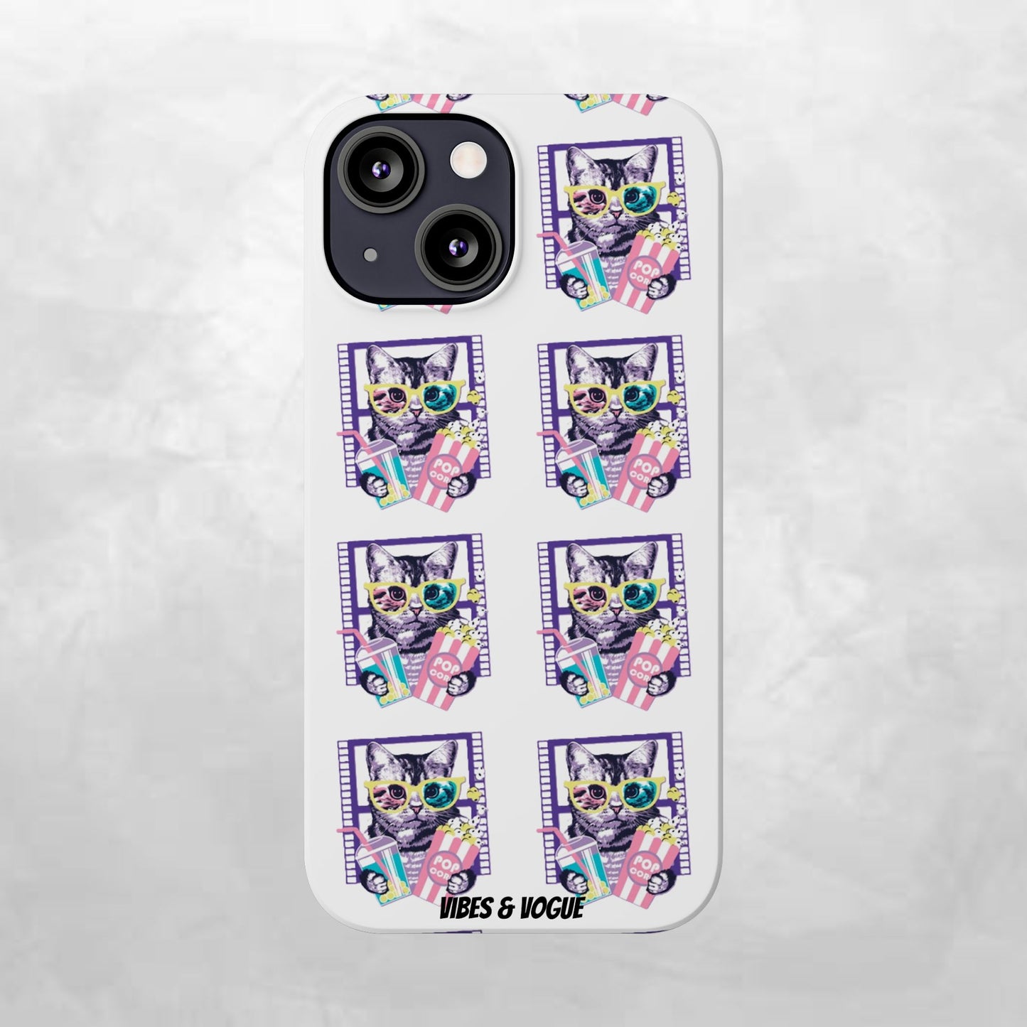 Cat Lover's Slim Phone Cases, Cute Cat Phone Covers, Pet-Themed Accessories, Gifts for Cat Lovers, Vibrant Patterned Cases