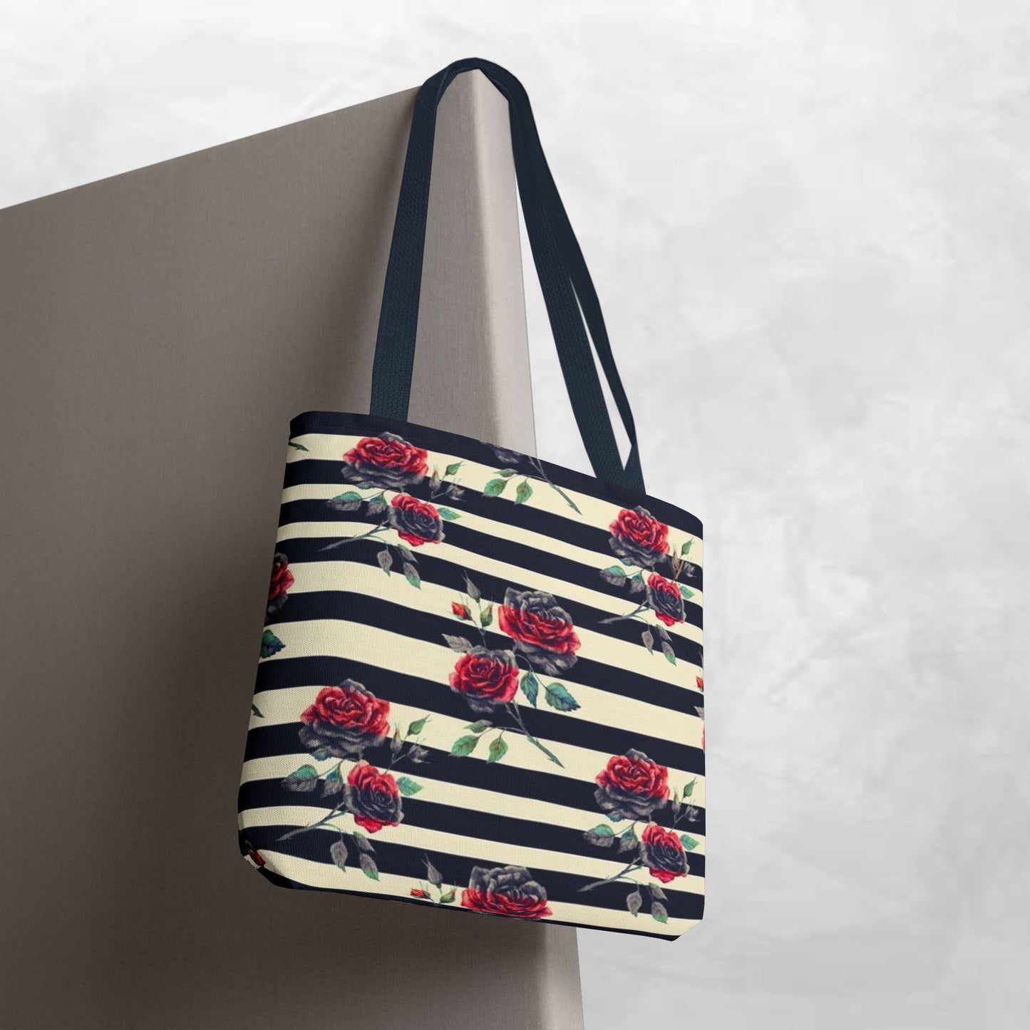 Chic Floral Tote Bag, Stylish Eco-Friendly Bag, Rose Pattern Shopping Tote, Gift for Her, Everyday Handbag, Floral Fashion