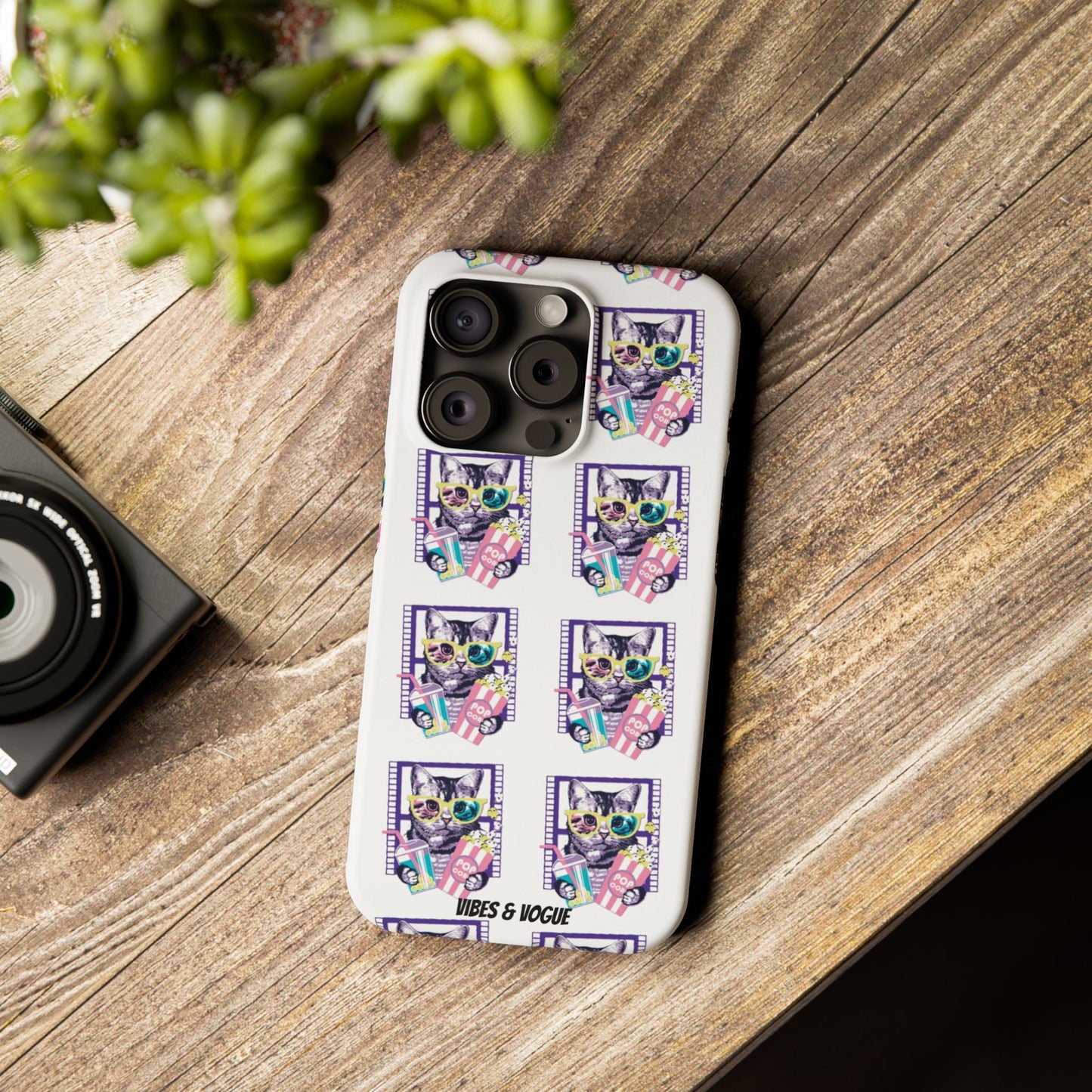 Cat Lover's Slim Phone Cases, Cute Cat Phone Covers, Pet-Themed Accessories, Gifts for Cat Lovers, Vibrant Patterned Cases