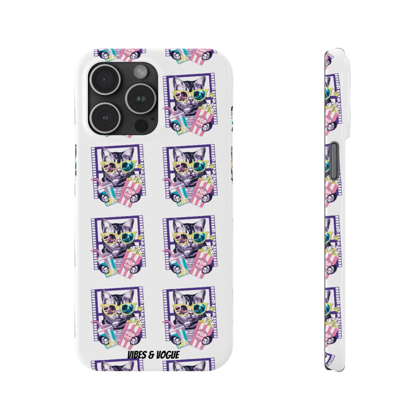 Cat Lover's Slim Phone Cases, Cute Cat Phone Covers, Pet-Themed Accessories, Gifts for Cat Lovers, Vibrant Patterned Cases