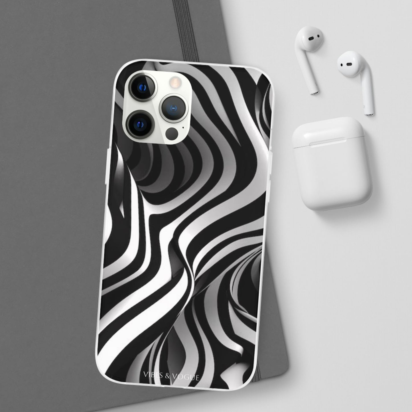 Stylish Phone Cases, Trendy Flexi Cases for iPhone, Black and White Art Case, Gifts for Him/Her, Phone Accessories, Unique Design