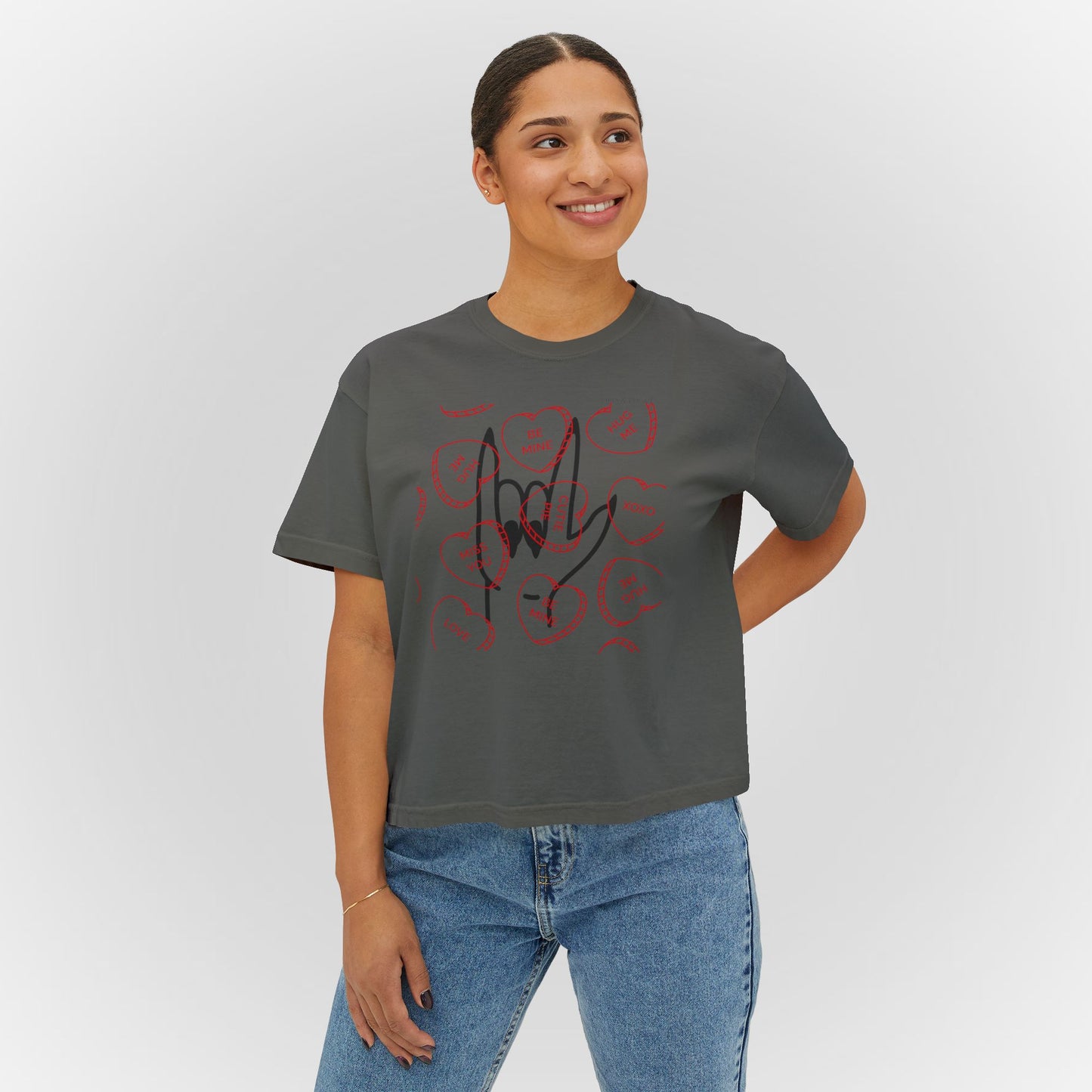 Women's Boxy Tee - Love You Graphic T-Shirt for Valentine's Day & Everyday Wear