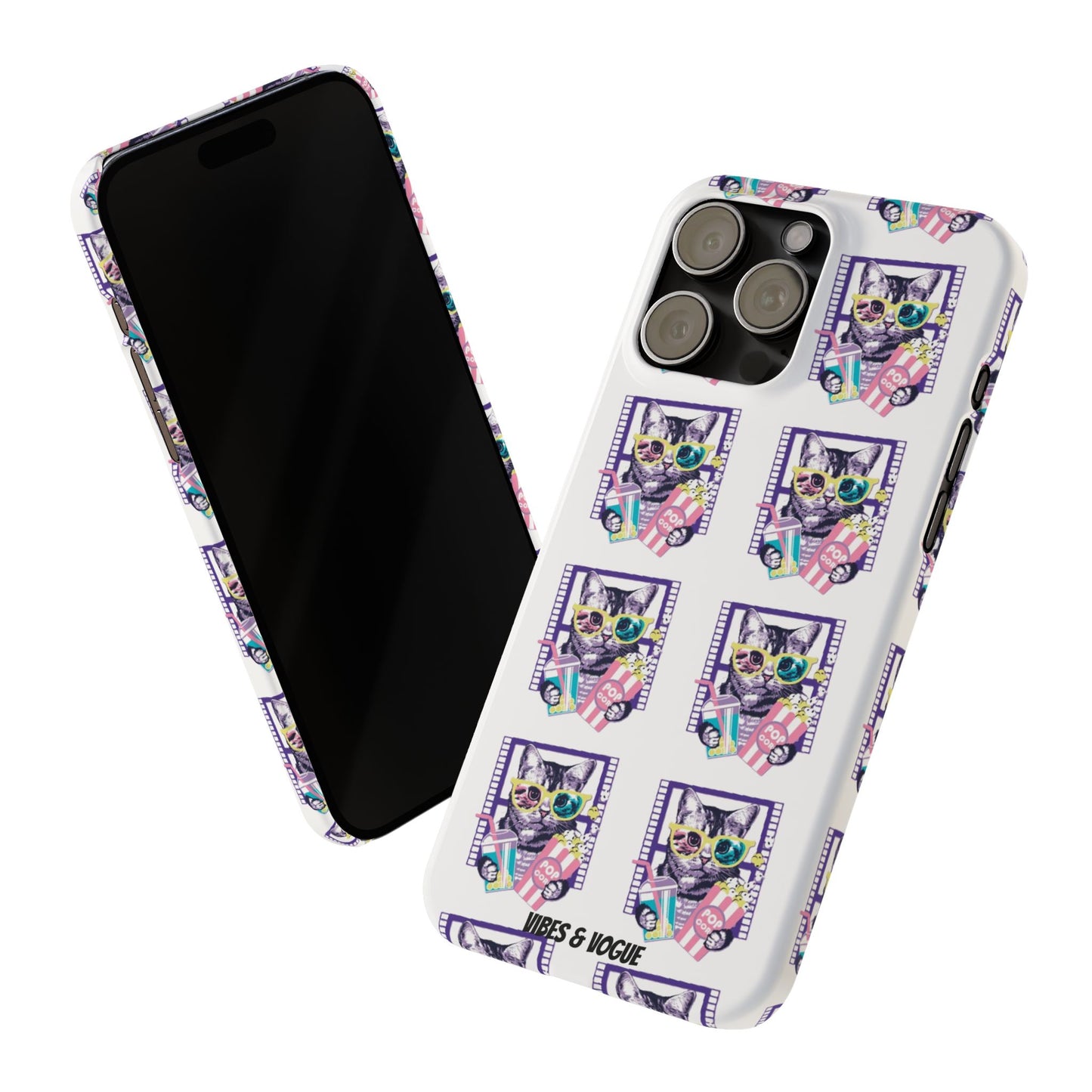 Cat Lover's Slim Phone Cases, Cute Cat Phone Covers, Pet-Themed Accessories, Gifts for Cat Lovers, Vibrant Patterned Cases