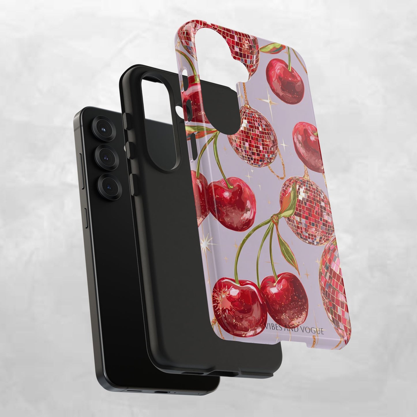 Disco Cherry Tough Phone Case — Retro Sparkle iPhone Protection