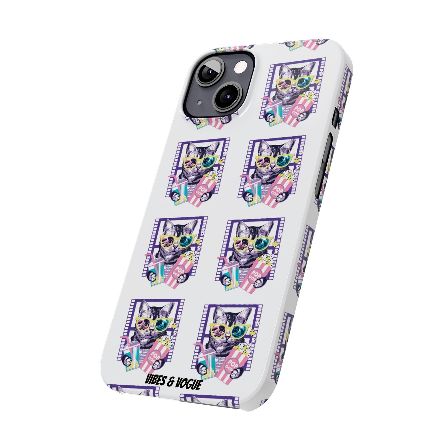 Cat Lover's Slim Phone Cases, Cute Cat Phone Covers, Pet-Themed Accessories, Gifts for Cat Lovers, Vibrant Patterned Cases