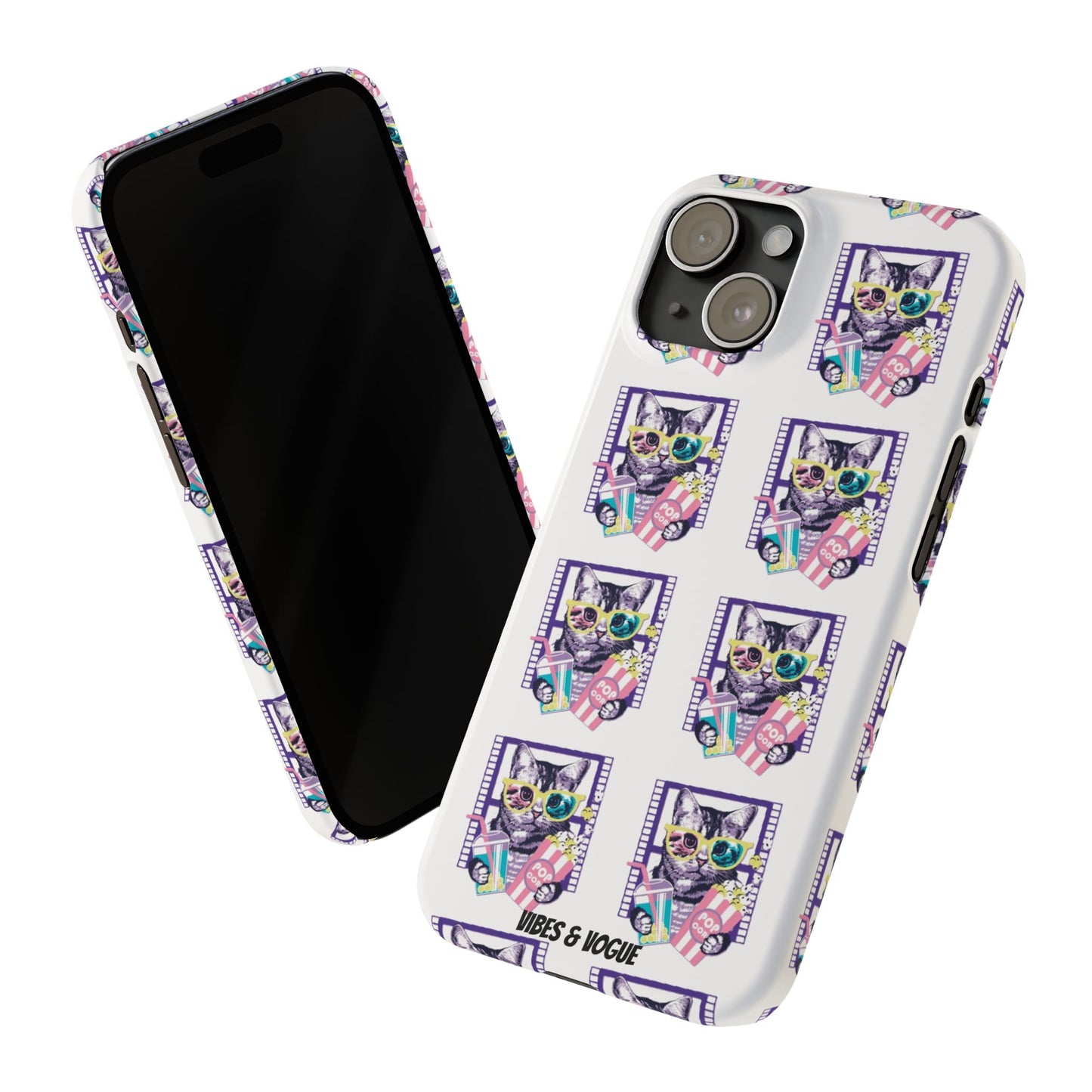 Cat Lover's Slim Phone Cases, Cute Cat Phone Covers, Pet-Themed Accessories, Gifts for Cat Lovers, Vibrant Patterned Cases